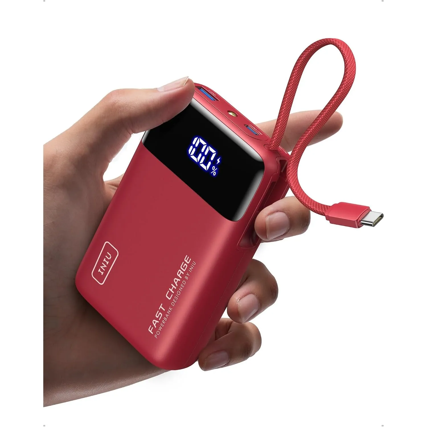 INIU 45W Power Bank, Klein 20000mAh Handyakkus mit Integriertem USB C Kabel