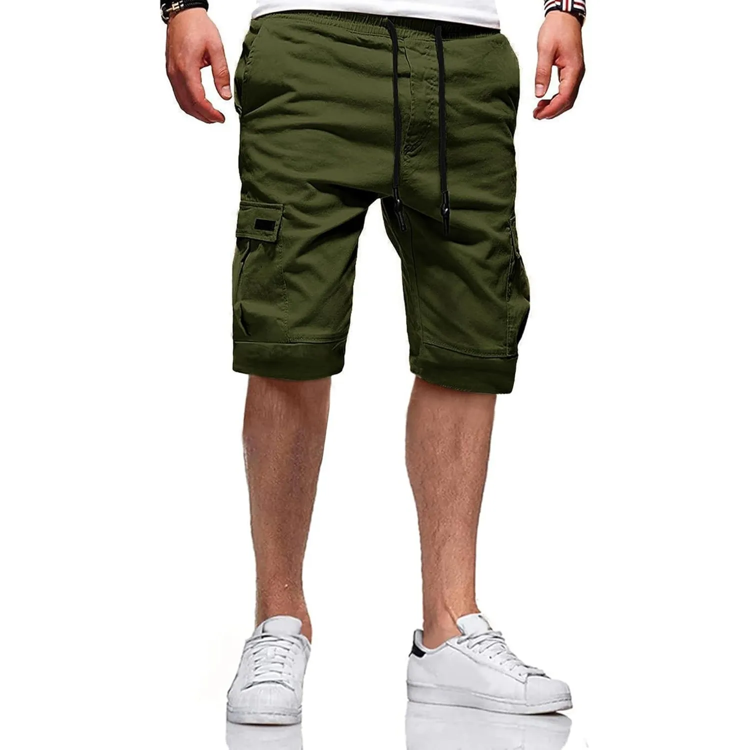 JACKETOWN Kurze Hosen Herren Cargo Shorts Baumwolle Bermuda Shorts Herren Sommer Freizeithose Elastische Taille mit Tas…