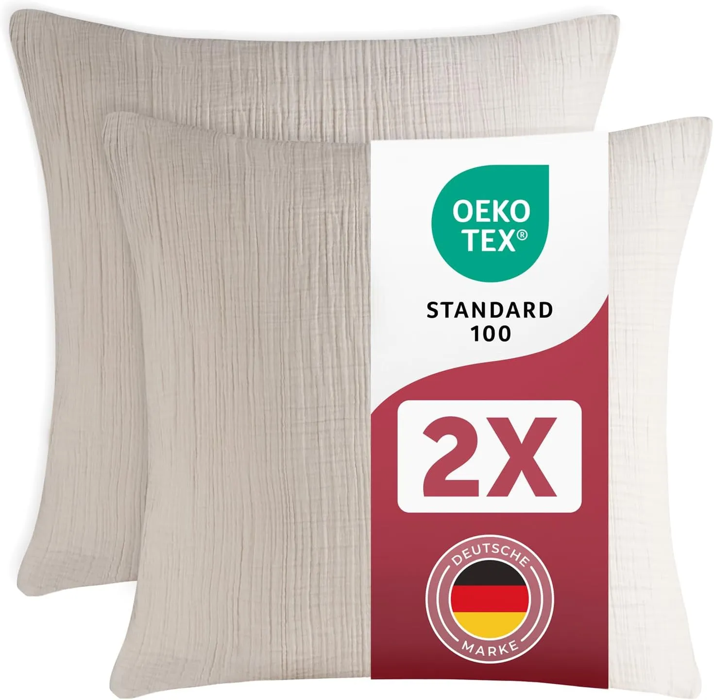 Blumtal Muslin Cushion Cover 80 x 80 cm Set of 2 Oeko-Tex Certified Muslin Cushion Cover Made of 100% Cotton Extra Soft…