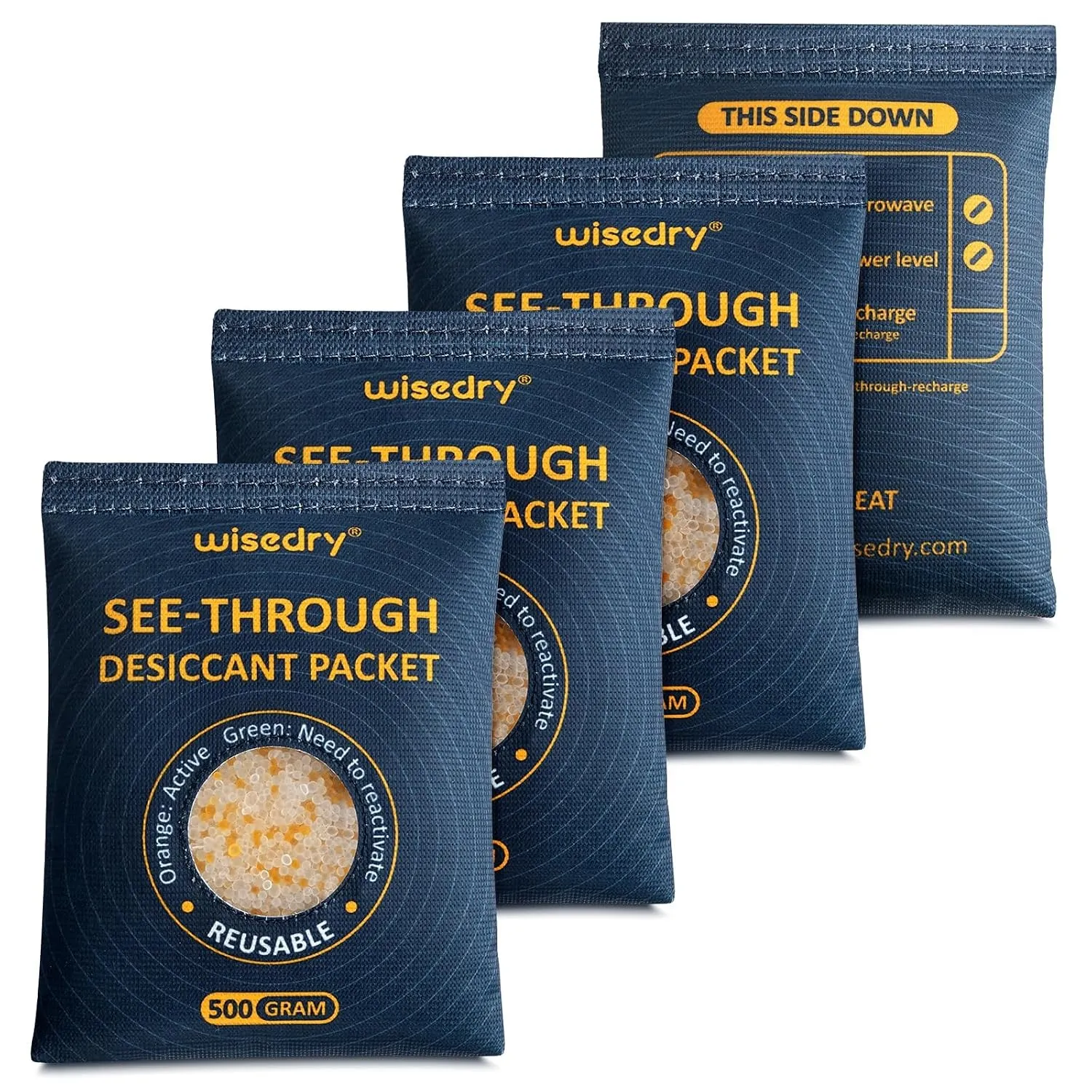 Wisedry Durchsichtige Silica-Gel-Pakete [4 x 500g], farblich gekennzeichnete Trockenmittel-Pakete für die Lagerung, wie…