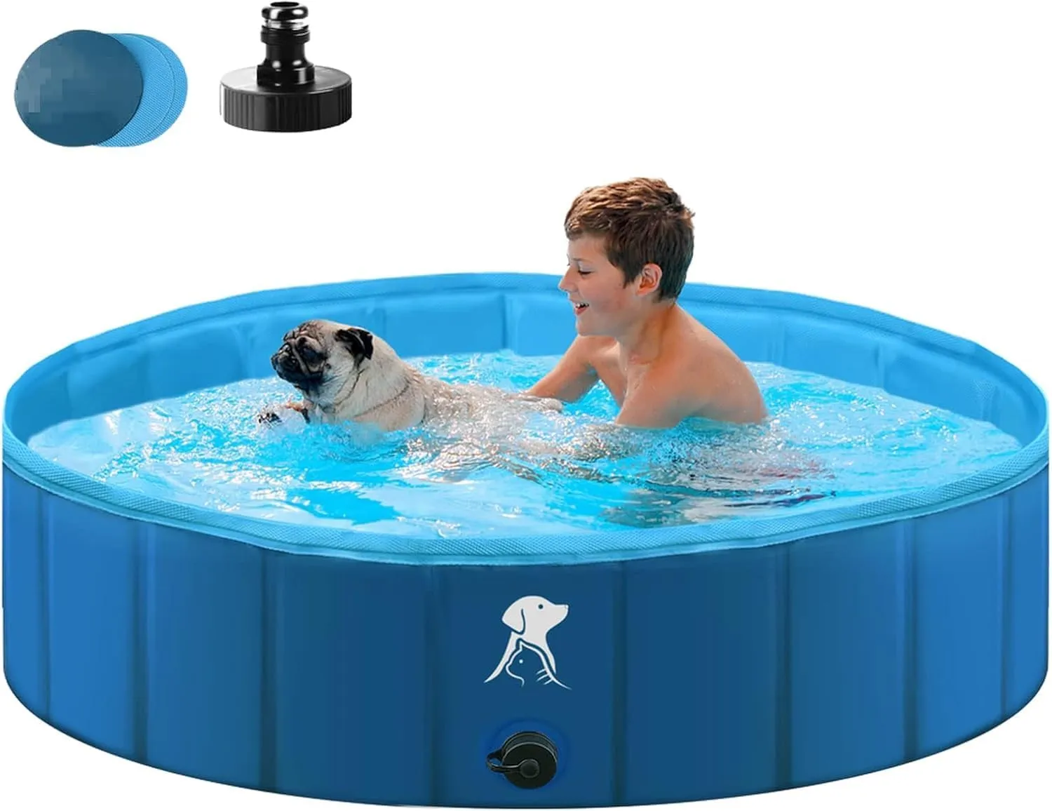 Fwiull Dog Pool for Large and Small Dogs, Foldable Dog Paddling Pool, 140 x 30 cm, Dog Bath, Stable Swimming Pool, Pet …
