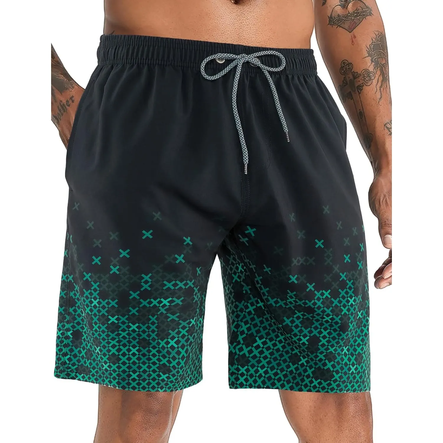 APTRO Herren Badehose Lang Badeshorts Schnelltrocknend Boardshorts Freizeit Short mit Innenslip