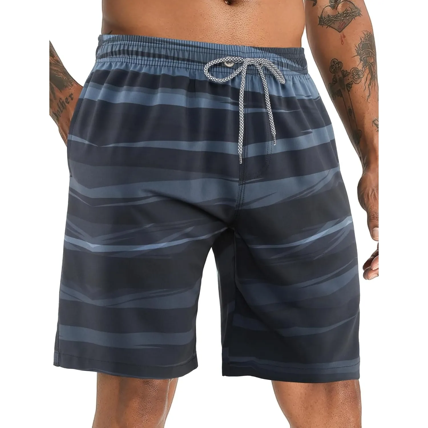 APTRO Herren Badehose Lang Badeshorts Schnelltrocknend Boardshorts Freizeit Short mit Innenslip