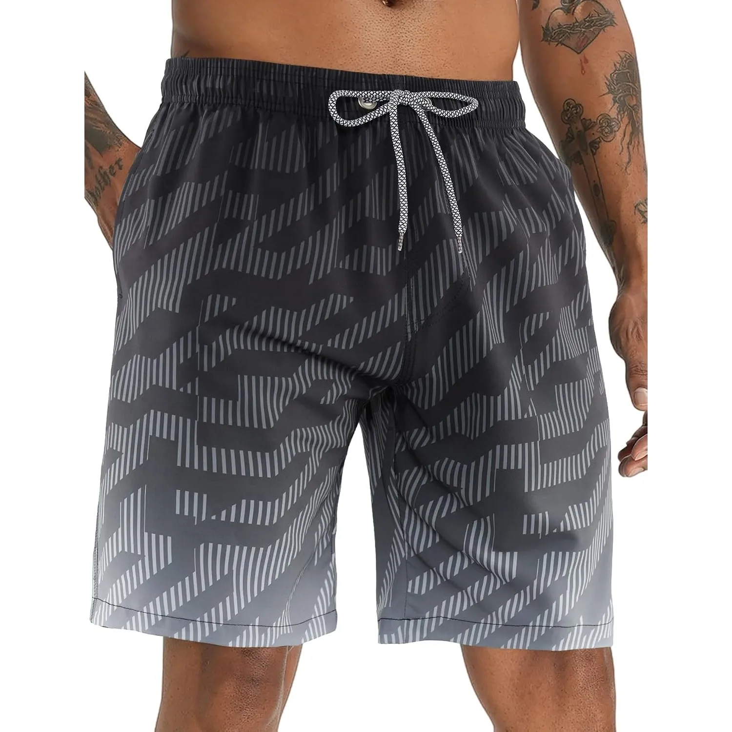 APTRO Herren Badehose Lang Badeshorts Schnelltrocknend Boardshorts Freizeit Short mit Innenslip