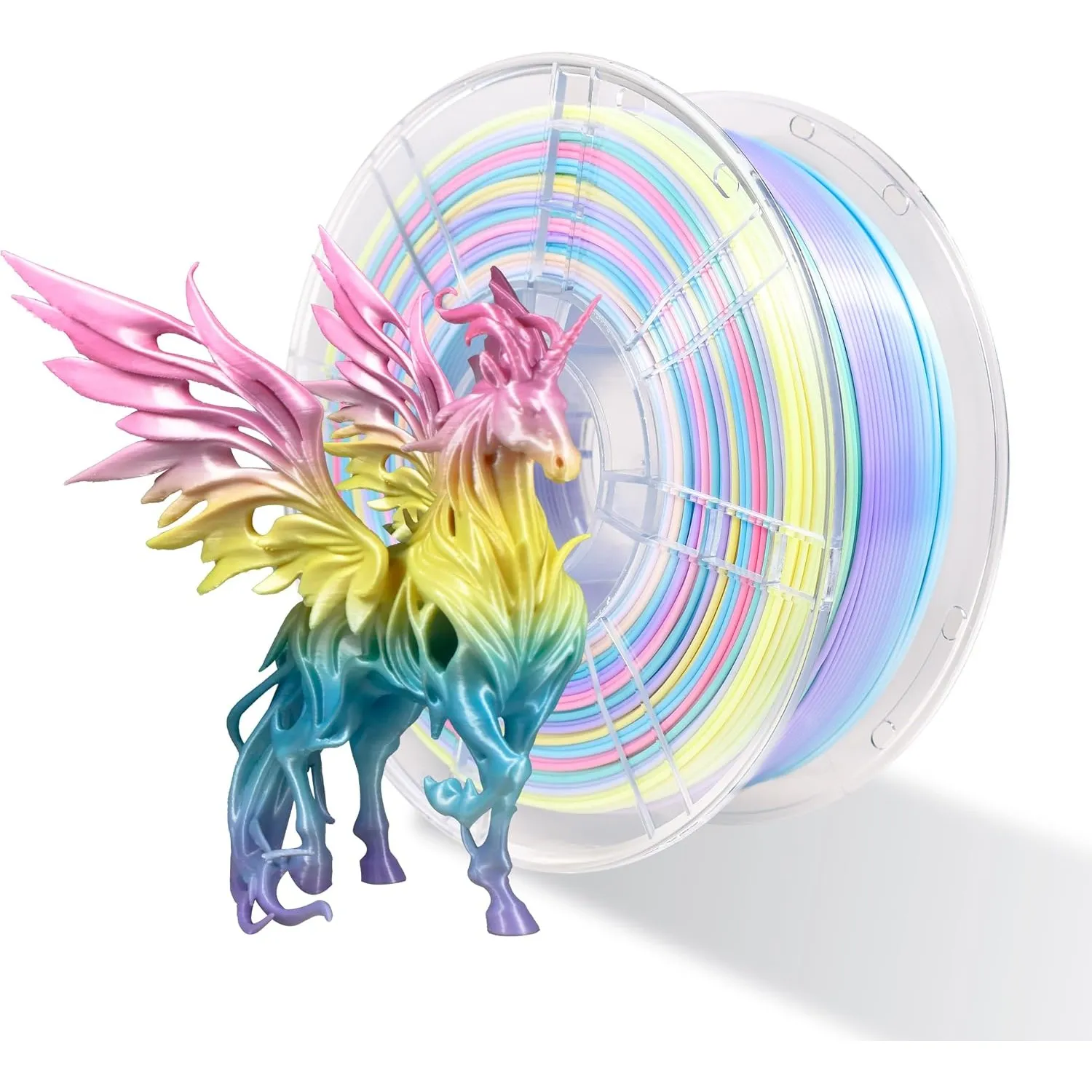 iBOSS Seide Macaron Regenbogen PLA+ 3D Drucker Filament 1,75 mm +/-0,02 mm, 1KG (2,2lb), Verschlei Bfestes undglattes P…