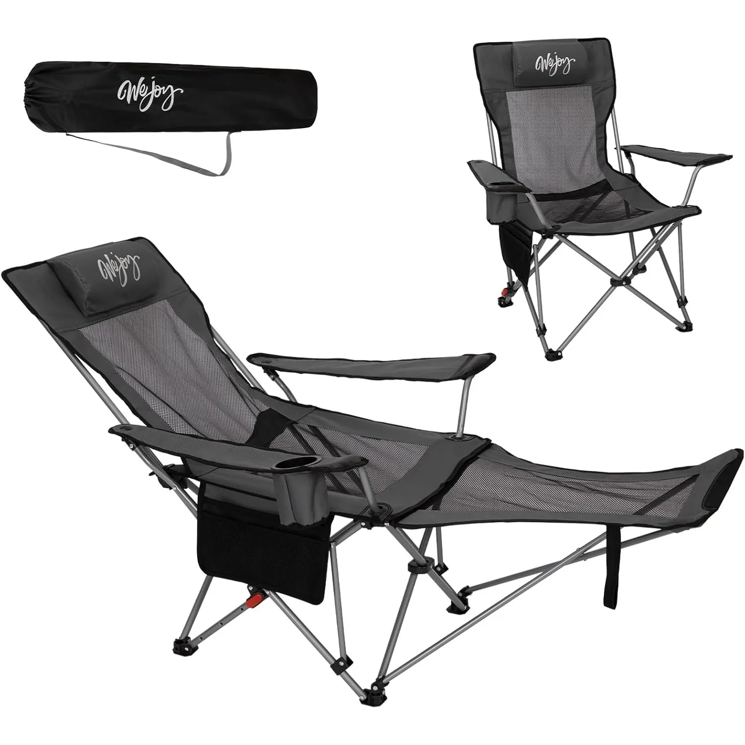 #WEJOY 2-in-1 Campingstuhl Faltbar 180kg mit Fußstütze,Strandstuhl mit 4-Fach Verstellbarer Rückenlehne, Liegestuhl Rel…