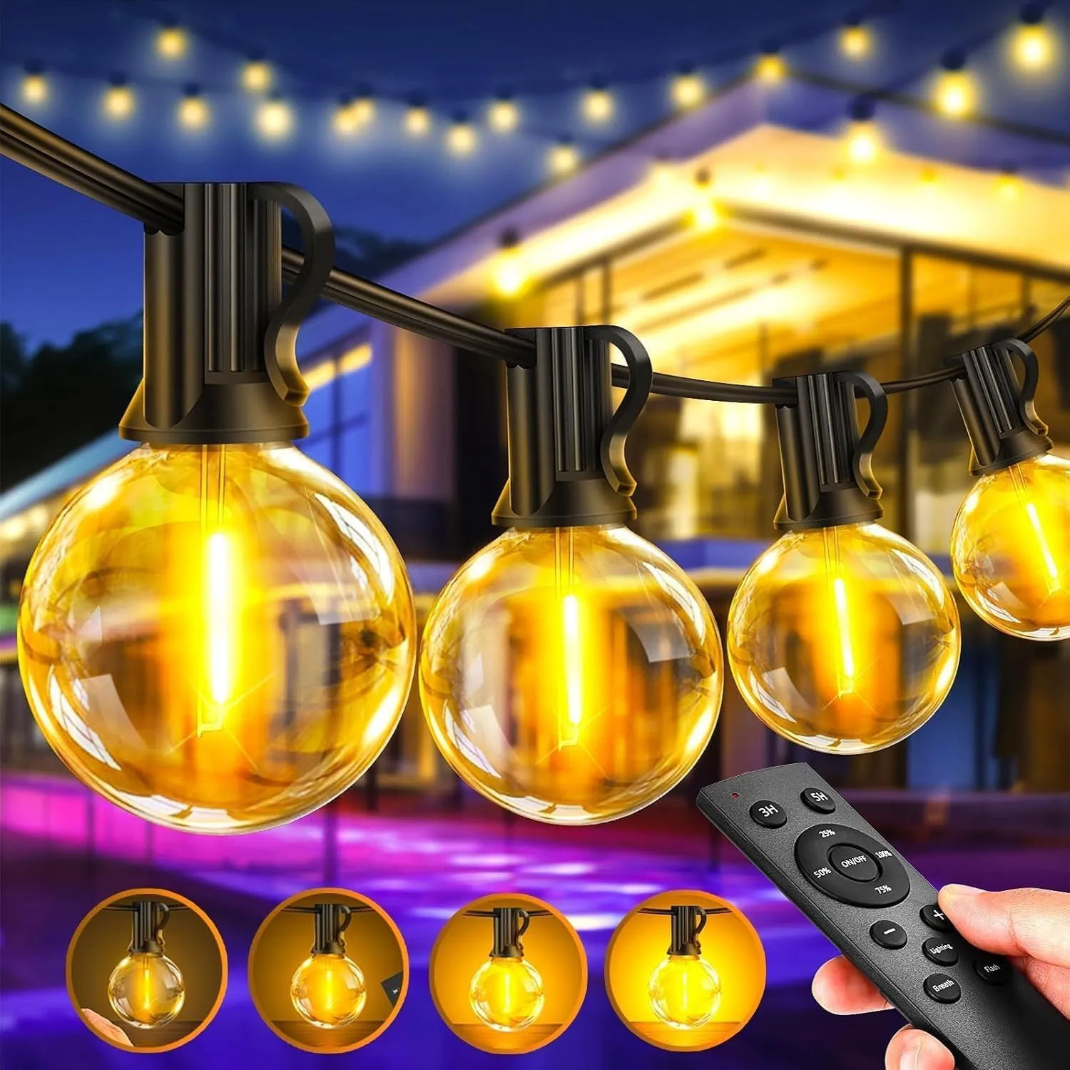 60M LED Lichterkette Außen Strom: Outdoor Lichterketten Wetterfest Dimmbar Warmweiß Retro Lights Aussen und Innen Dekor…