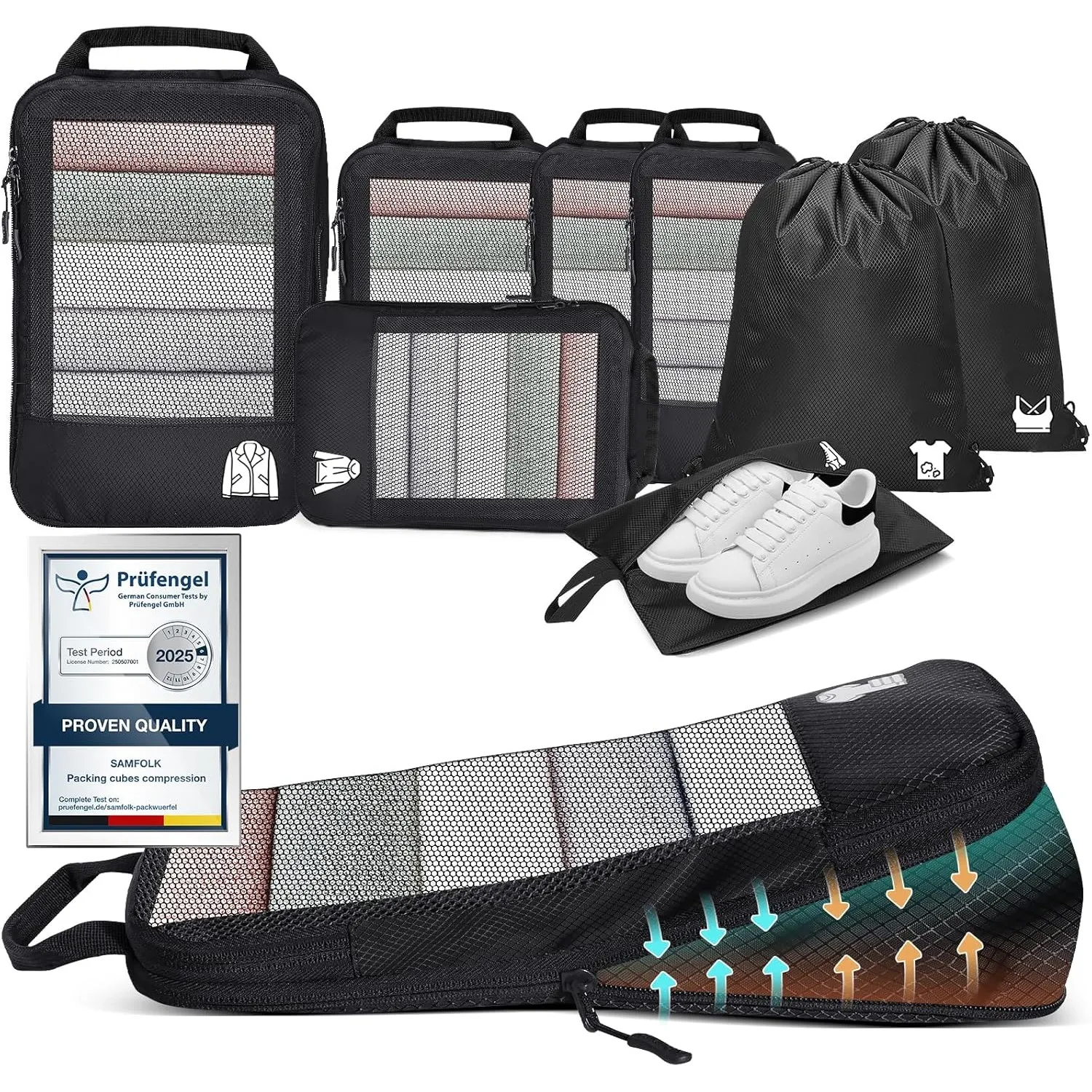 8 Teilige Compression Packing Cubes, Koffer Organizer Kompression PackwüRfel Packtaschen FüR Backpack Rucksack Reisen O…