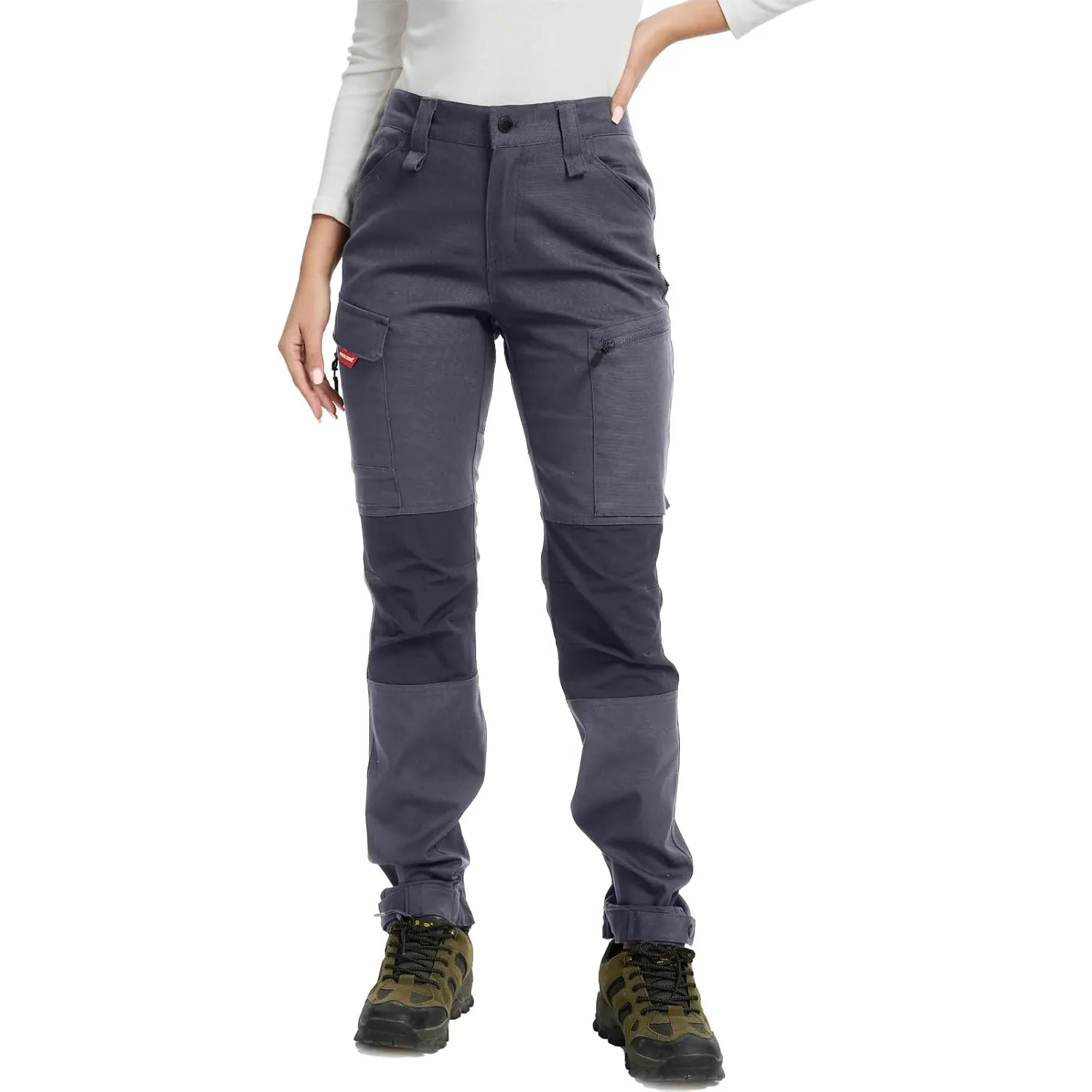 WORK IDEA Damen Wanderhose aus Baumwolle, Stretch-Slim Fit, wasserabweisend, verstellbare Hosenbeine, geeignet für Camp…