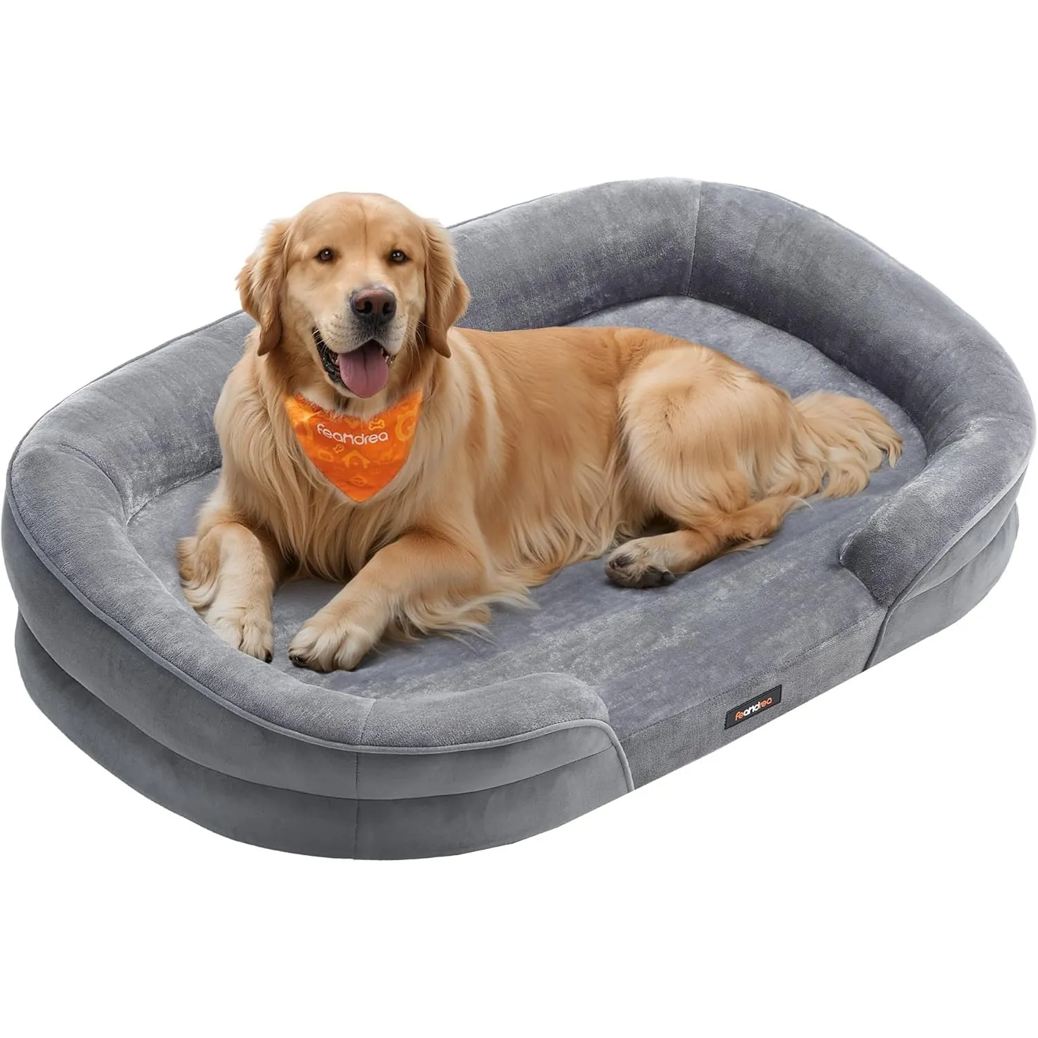 Feandrea Hundebett, Hundekissen, für große Hunde, 106 x 76 x 18 cm, orthopädisch, wasserdichte Innenschicht, erhöhte Rä…