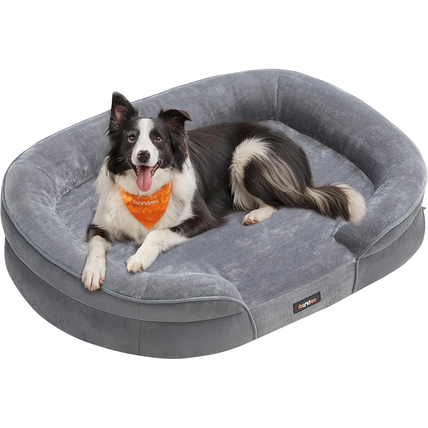 Feandrea Hundebett, Hundekissen, für große Hunde, 91 x 68 x 18 cm, orthopädisch, wasserdichte Innenschicht, erhöhte Rän…