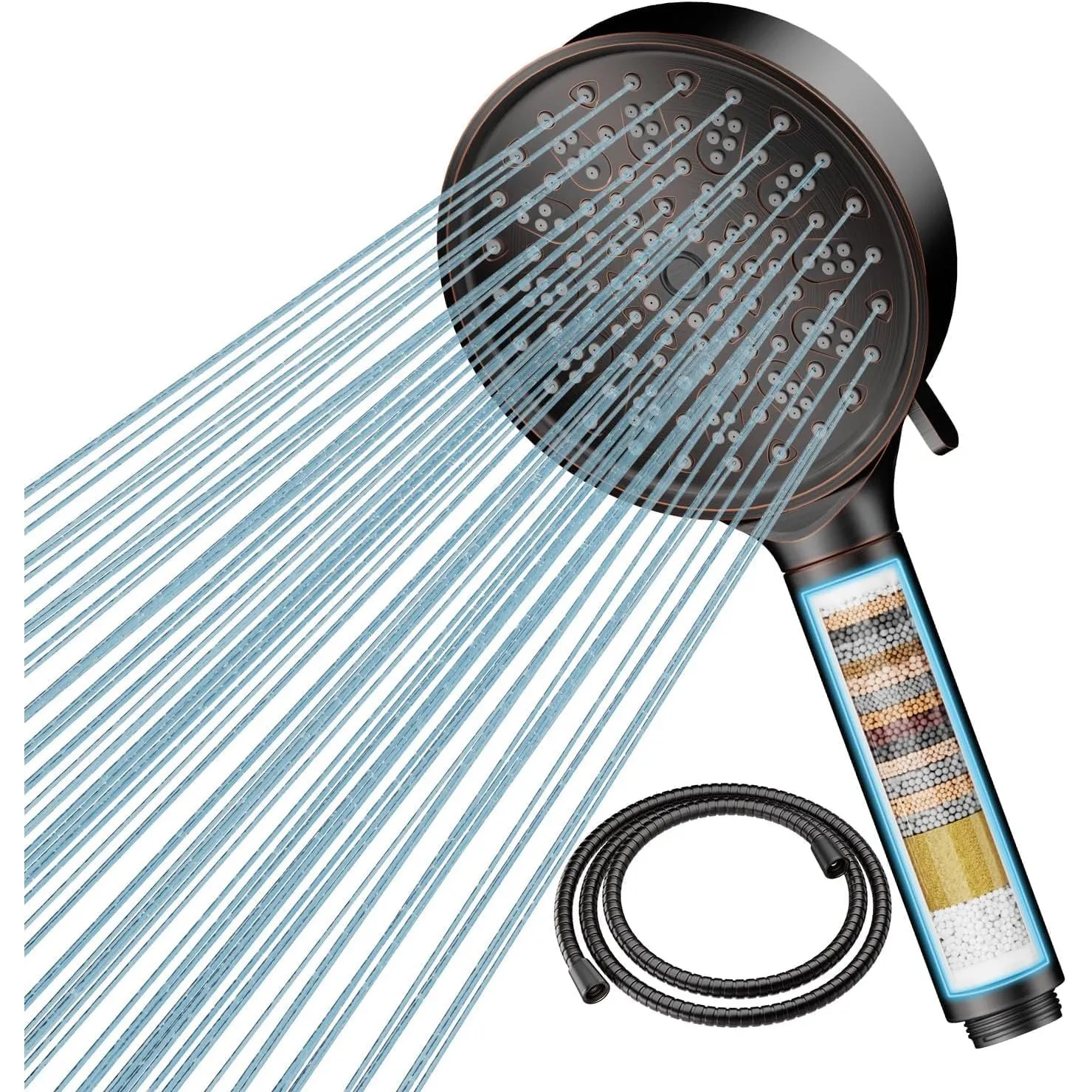 Cobbe Duschkopf mit Filter, Hochdruck Handbrause mit Schlauch, 6 Strahlarten Duschkopf Wassersparend mit Filtration in …