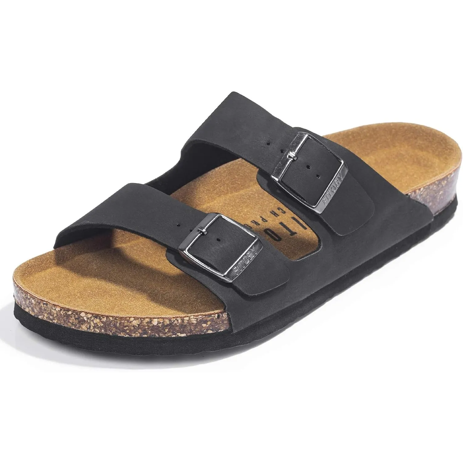 FITORY Herren-Sandalen mit Fußgewölbeunterstützung, Pantoletten mit verstellbaren Schnallenriemen und Kork-Fußbett für …