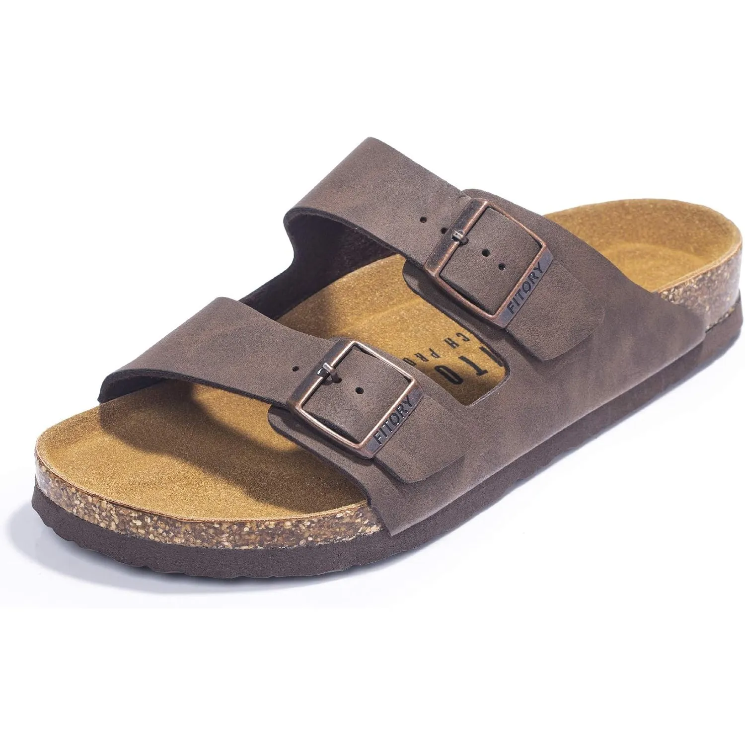 FITORY Herren-Sandalen mit Fußgewölbeunterstützung, Pantoletten mit verstellbaren Schnallenriemen und Kork-Fußbett für …