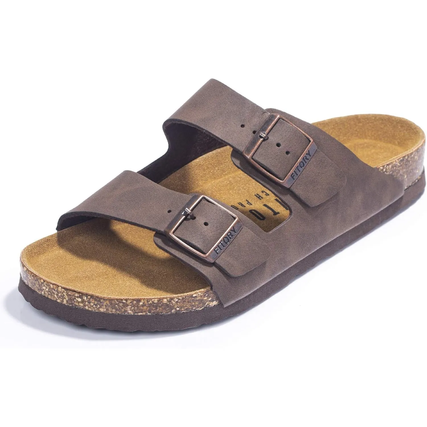 FITORY Herren-Sandalen mit Fußgewölbeunterstützung, Pantoletten mit verstellbaren Schnallenriemen und Kork-Fußbett für …