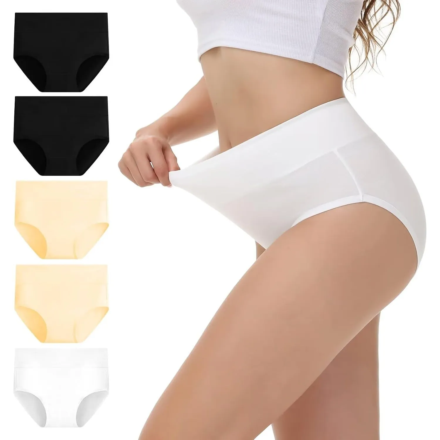 NUOZA Unterhosen Damen Unterwäsche Frauen Baumwolle Hohe Taille 5er Pack | Bauchweg Unterhose, Wochenbett Slips, High W…