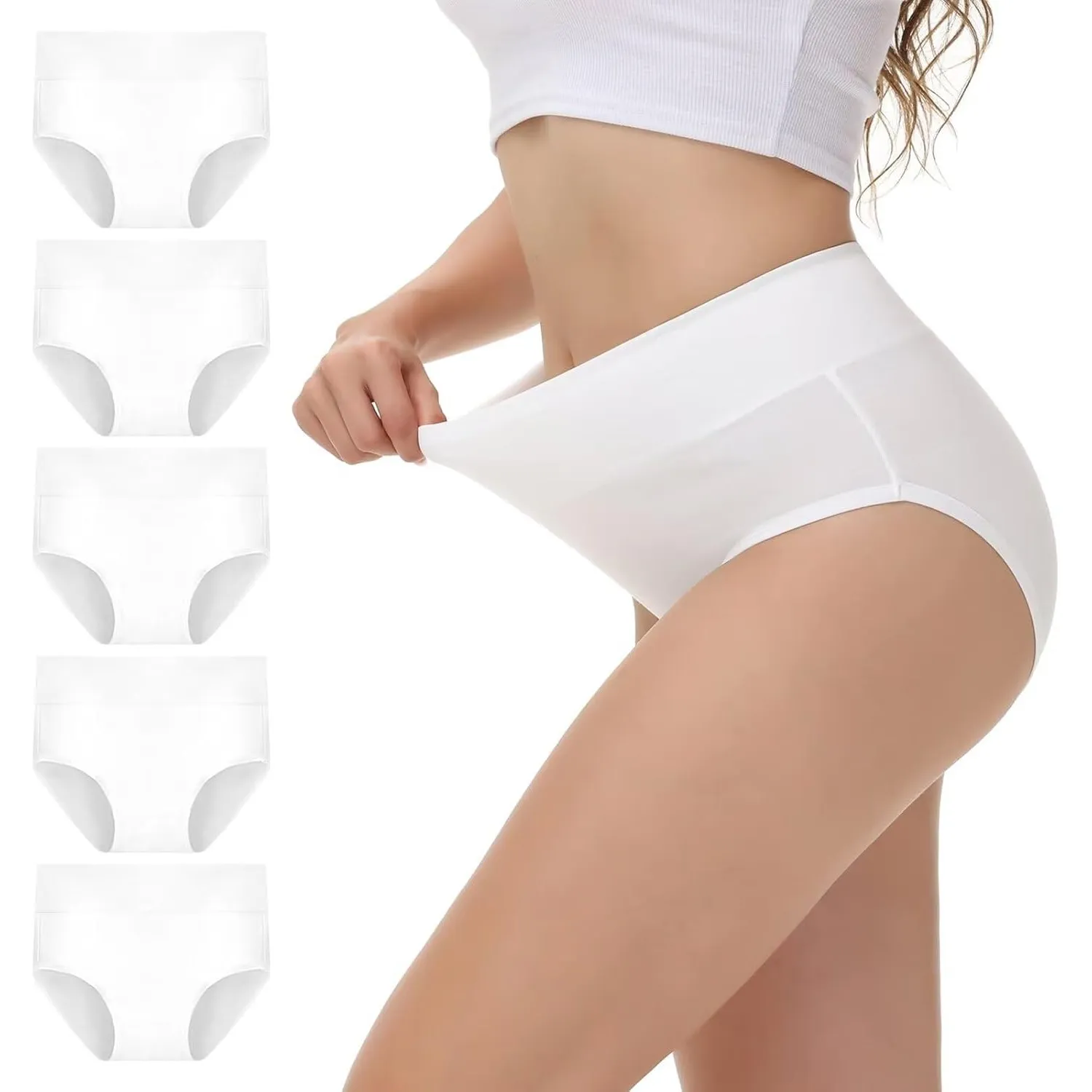 NUOZA Unterhosen Damen Unterwäsche Frauen Baumwolle 5er Pack Bauchweg Slips Hohe Taille Atmungsaktiv Taillenslip Pantys