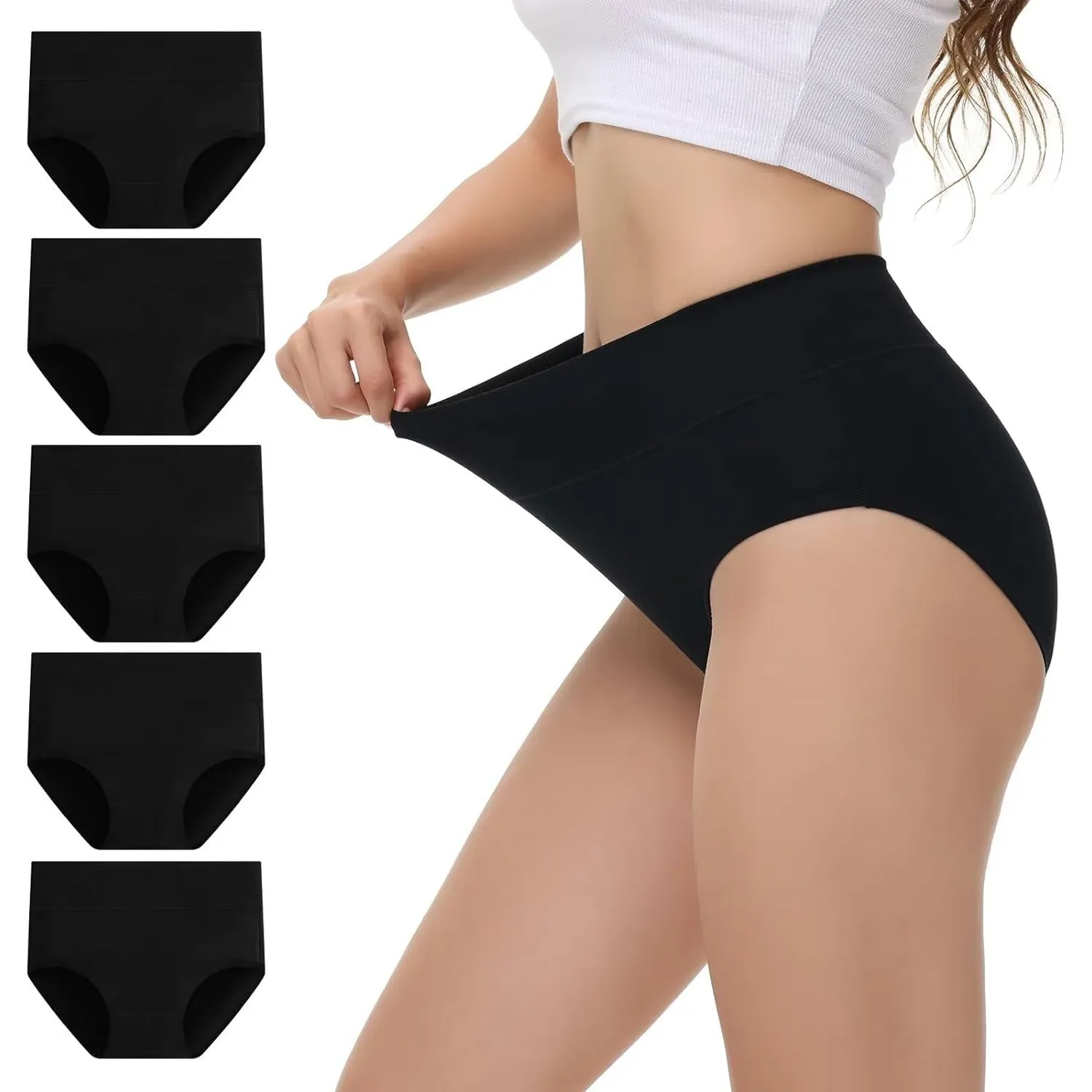 NUOZA Unterhosen Damen Unterwäsche Frauen Baumwolle Hohe Taille 5er Pack | Bauchweg Unterhose, Wochenbett Slips, High W…