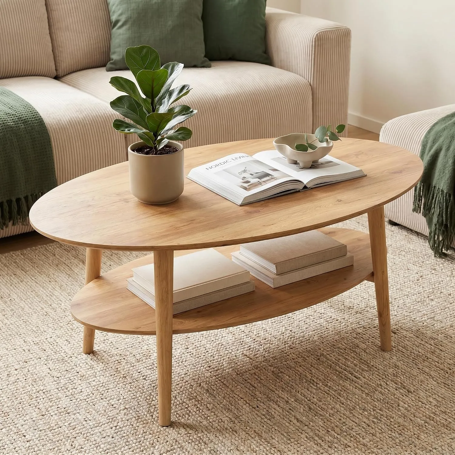 skølm Mjölnir Couchtisch oval 70x110 cm, Eiche massiv, Natur geölt