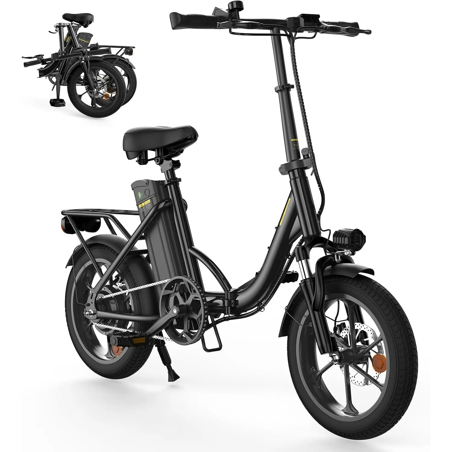 Finbike Klapprad E-Bike 16 * 2.15 Zoll Fat Tire,Tragbares Elektrofahrrad mit 10.4Ah Abnehmbarem Akku,4 Fahrmodi,PAS Rei…