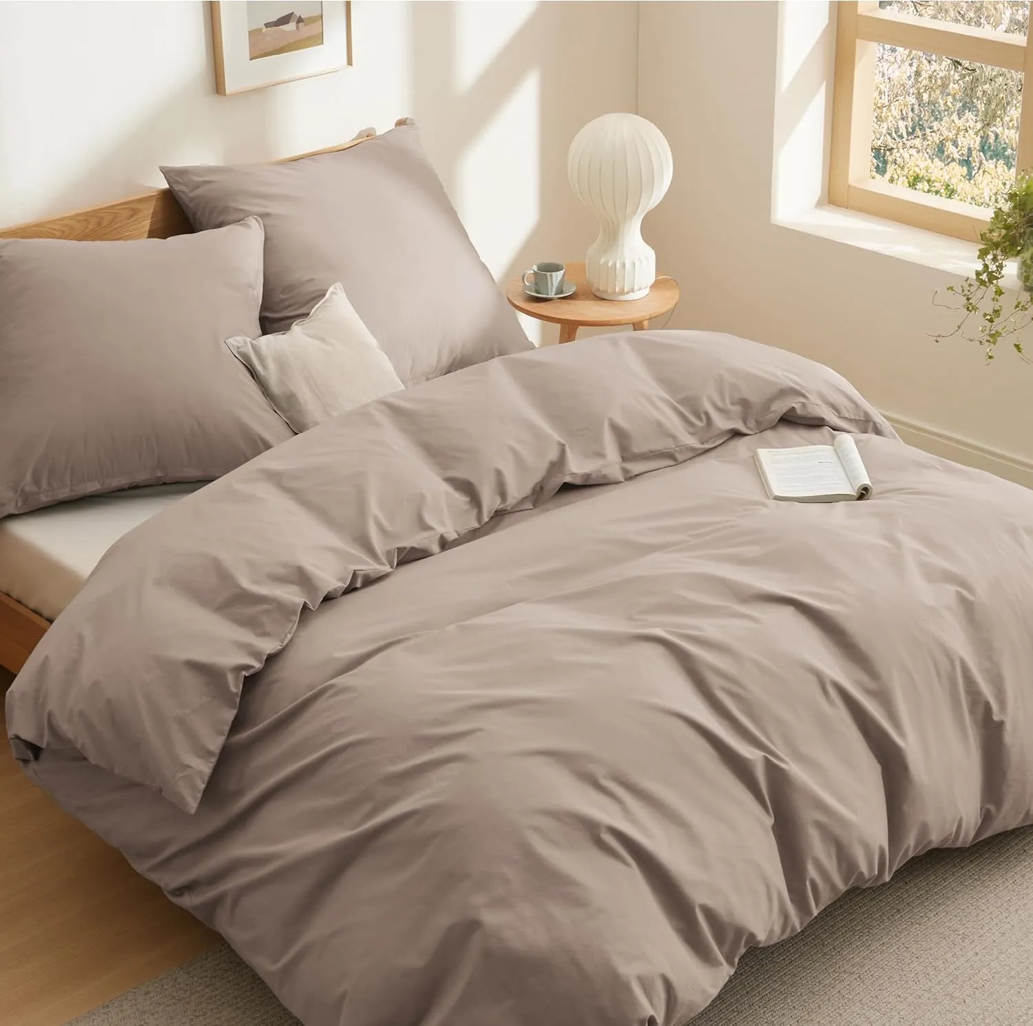 BEDSURE Bettwäsche 200x200 Baumwolle Khaki - Bettwäsche-Sets 200 x 200 cm Bettbezug 3teilig mit 2 Kissenbezüge 80x80 cm…