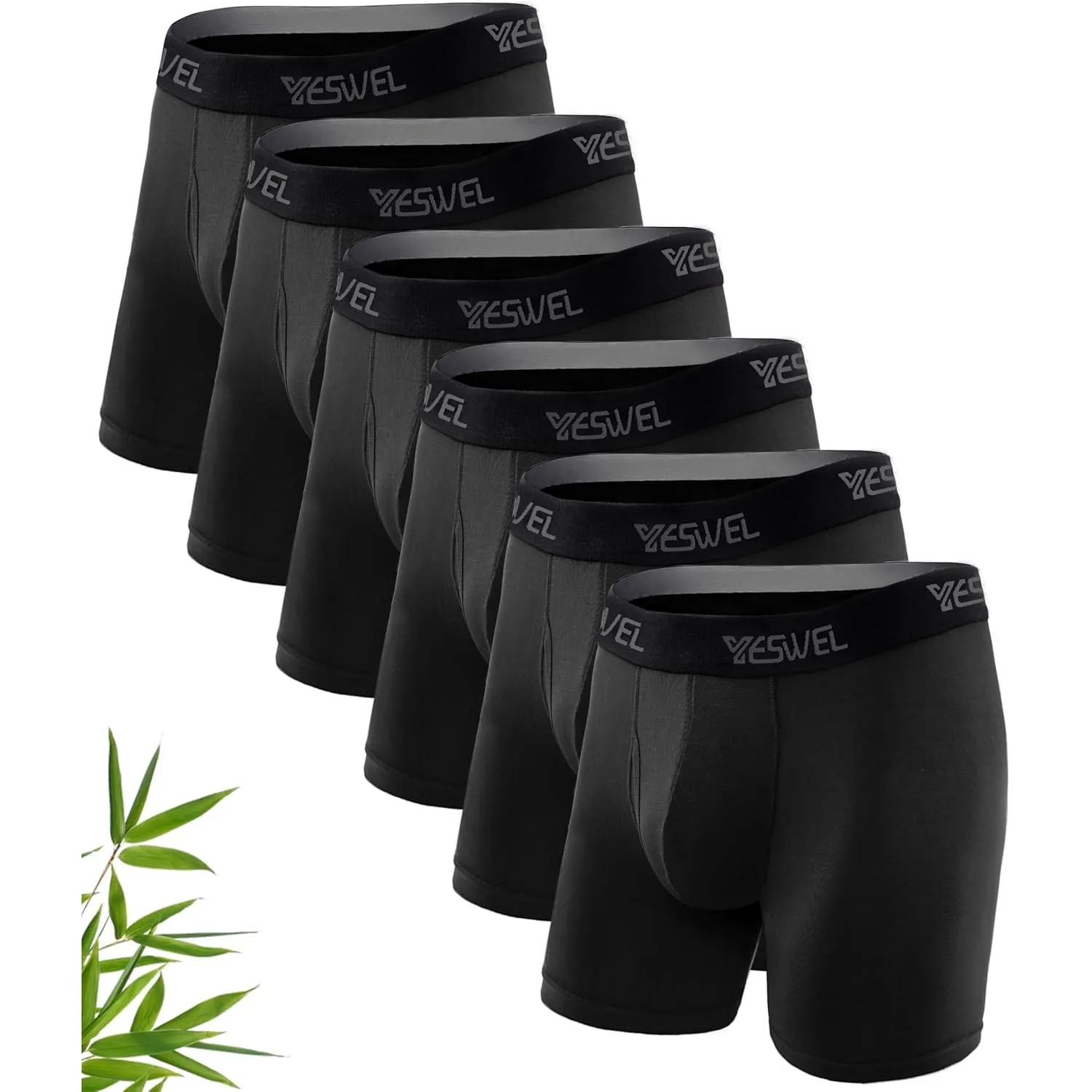 YESWEL Bambus Boxershorts Herren 6er oder 10er Pack, Langes Bein Unterhosen Männer Ohne Kratzenden Zettel Unterwäsche A…