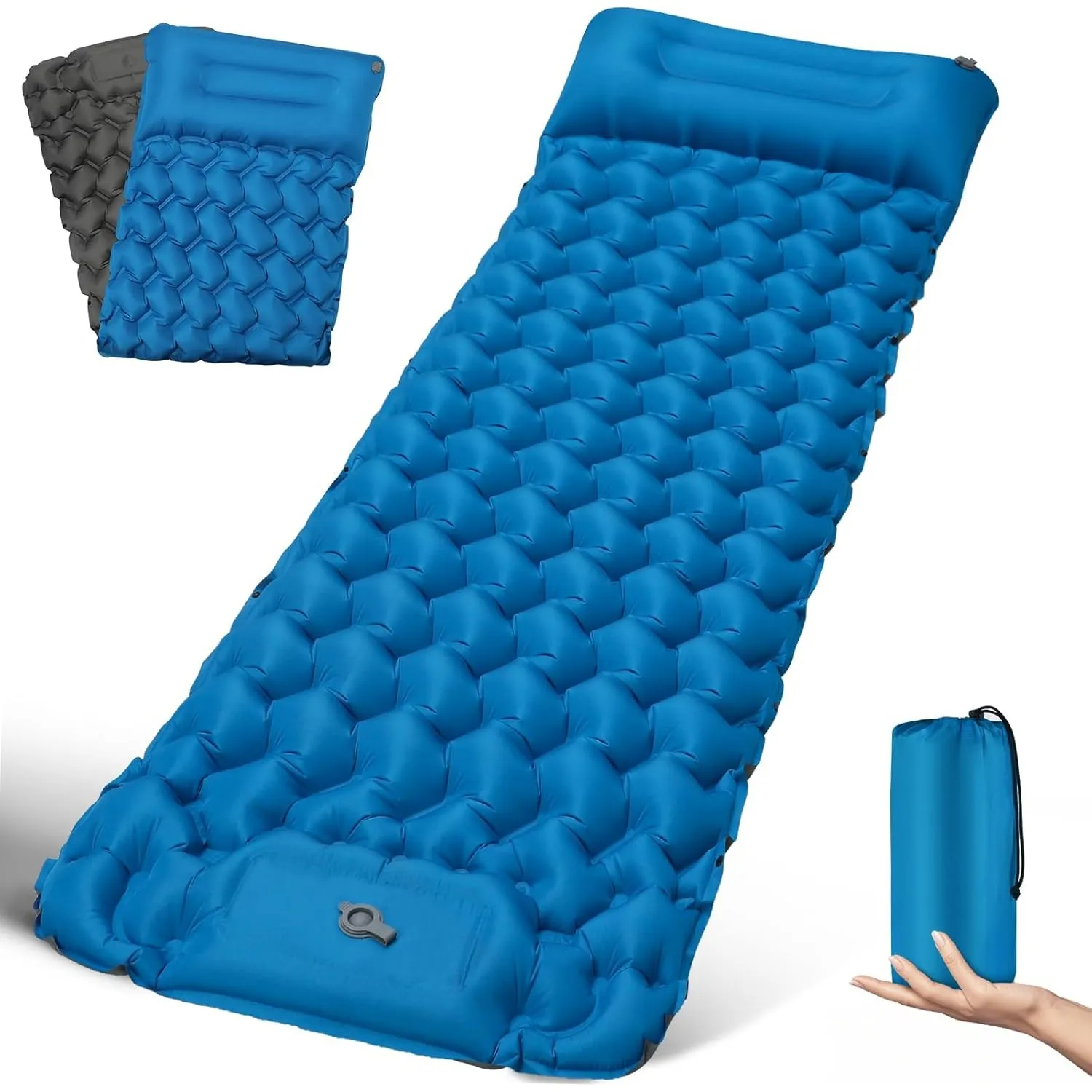 Isomatte Camping Luftmatratze Ultraleicht Camping Matratze mit Kissen Tragbar Luftzellenmatte Wasserdicht Schlafmatte f…