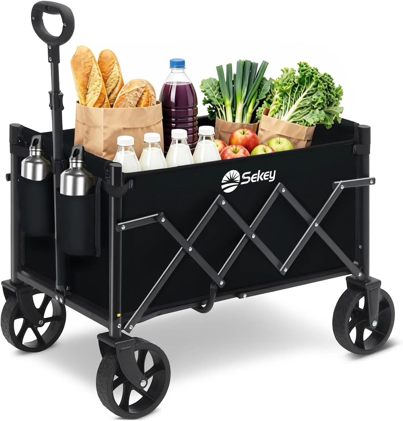 Sekey Handcart Foldable Small 80 kg, Folding Shopping Trolley, Camping Trolley with Height-Adjustable Handle, Lightweig…