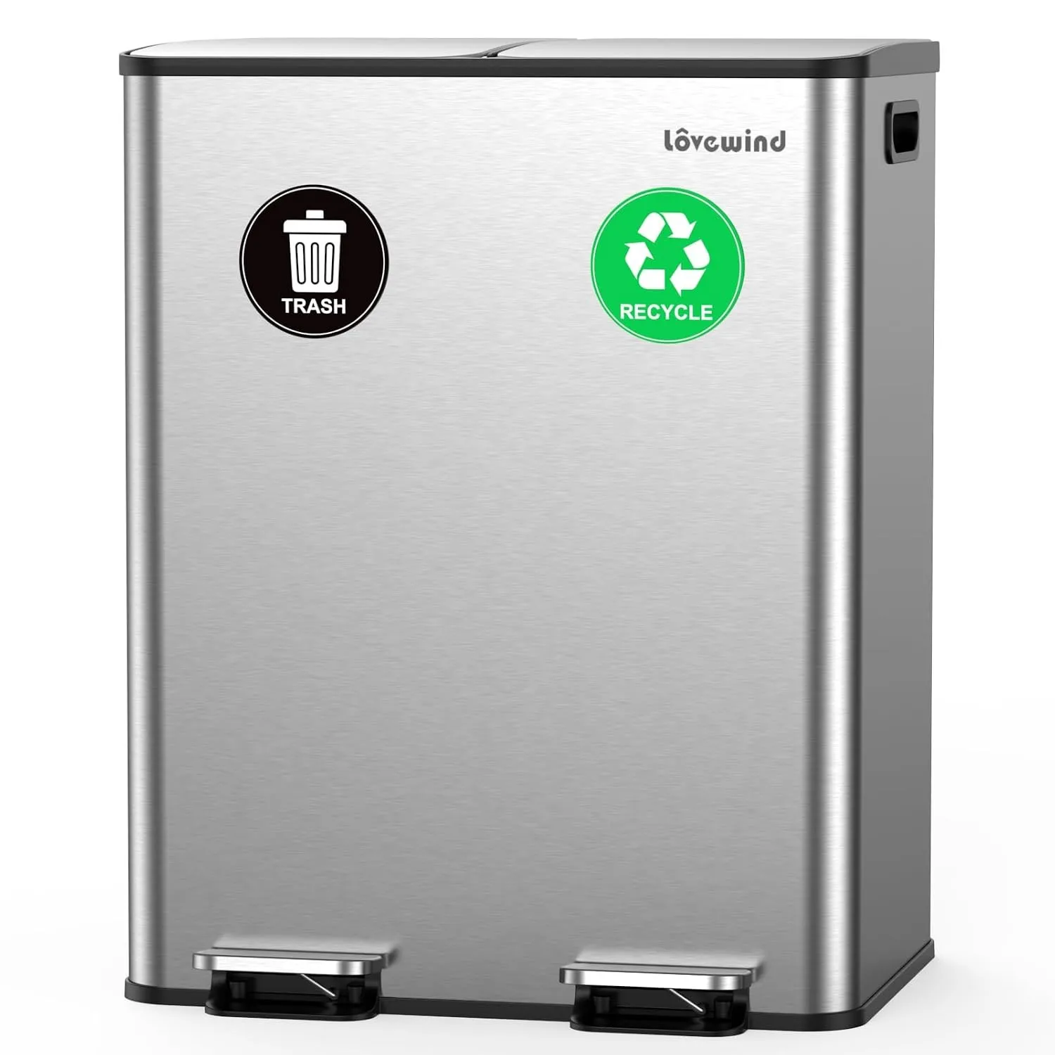 lovewind Mülleimer Küche,2 x 30 L Mülltrennsystem 2 Fächer,Abfalleimer Küche mit Softclose-Deckel und Inneneimern,Pedal…