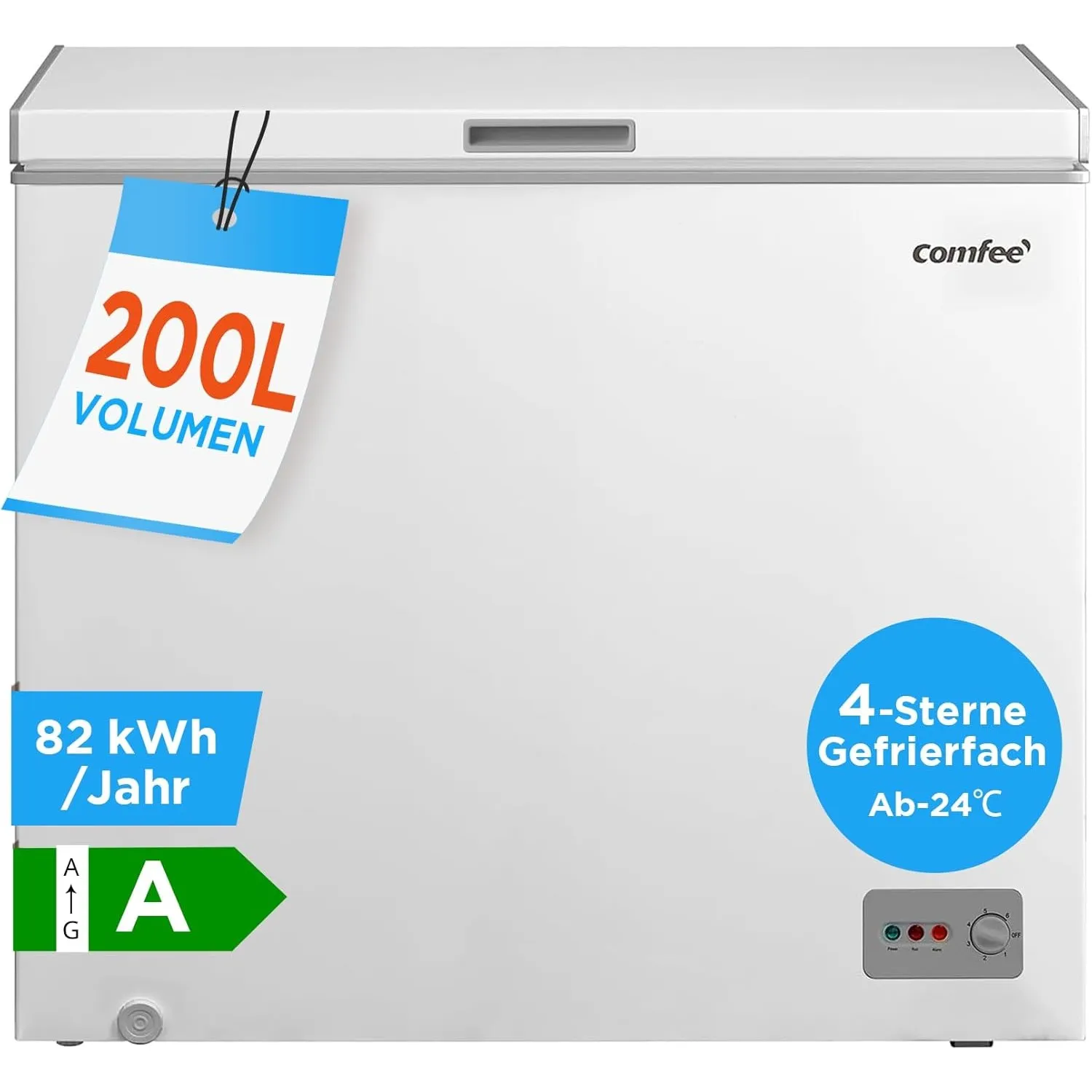 Comfee RCC201WH6(E) Gefriertruhe/82 kWh/Jahr/85cm hoch/200L/Inverter-Kompressor/41dB Geringe Lautstärke/Geeignet für ve…