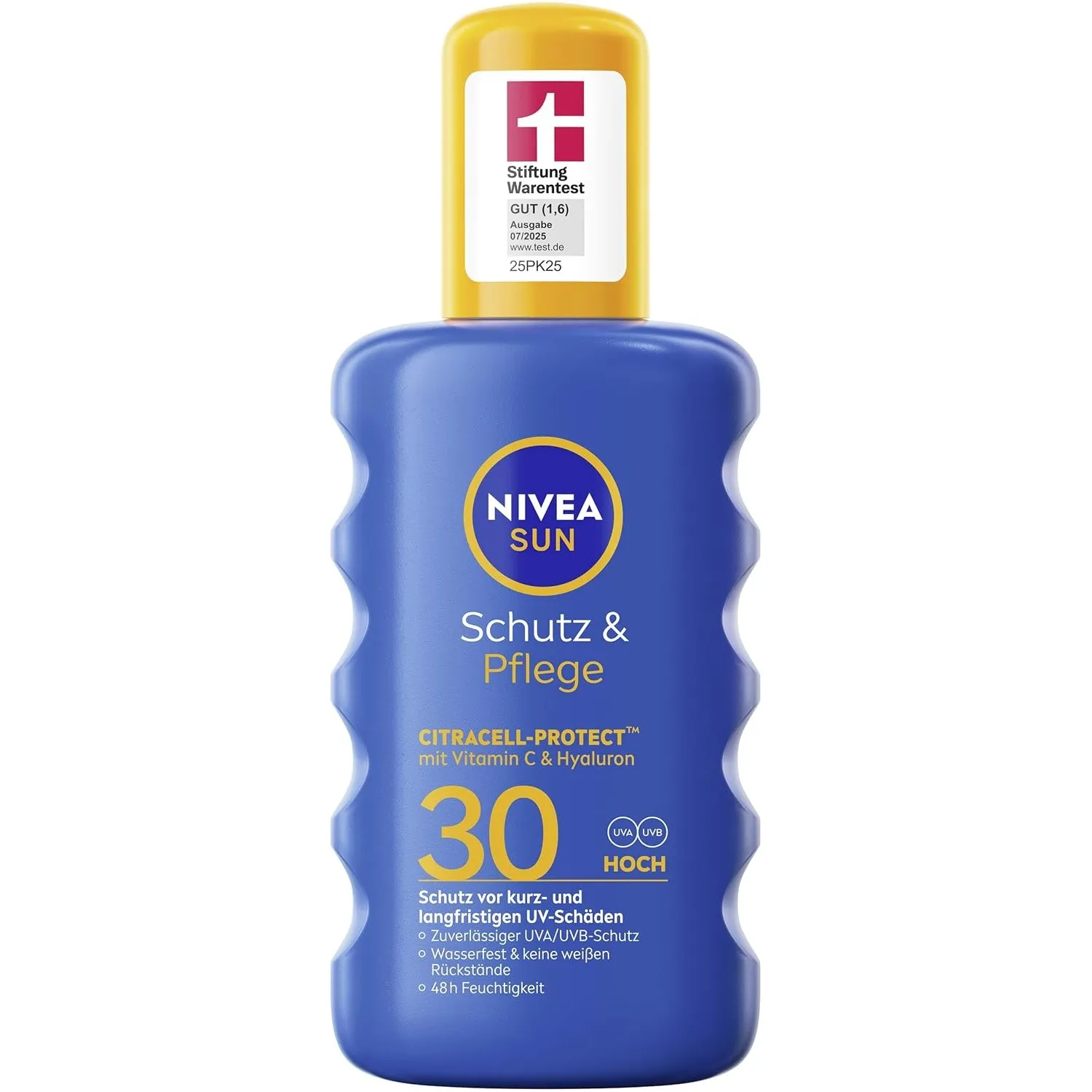 NIVEA SUN Schutz & Pflege Sonnenspray LSF 30, wasserfestes Sonnencreme Spray mit Vitamin C & Hyaluron, schnell einziehe…