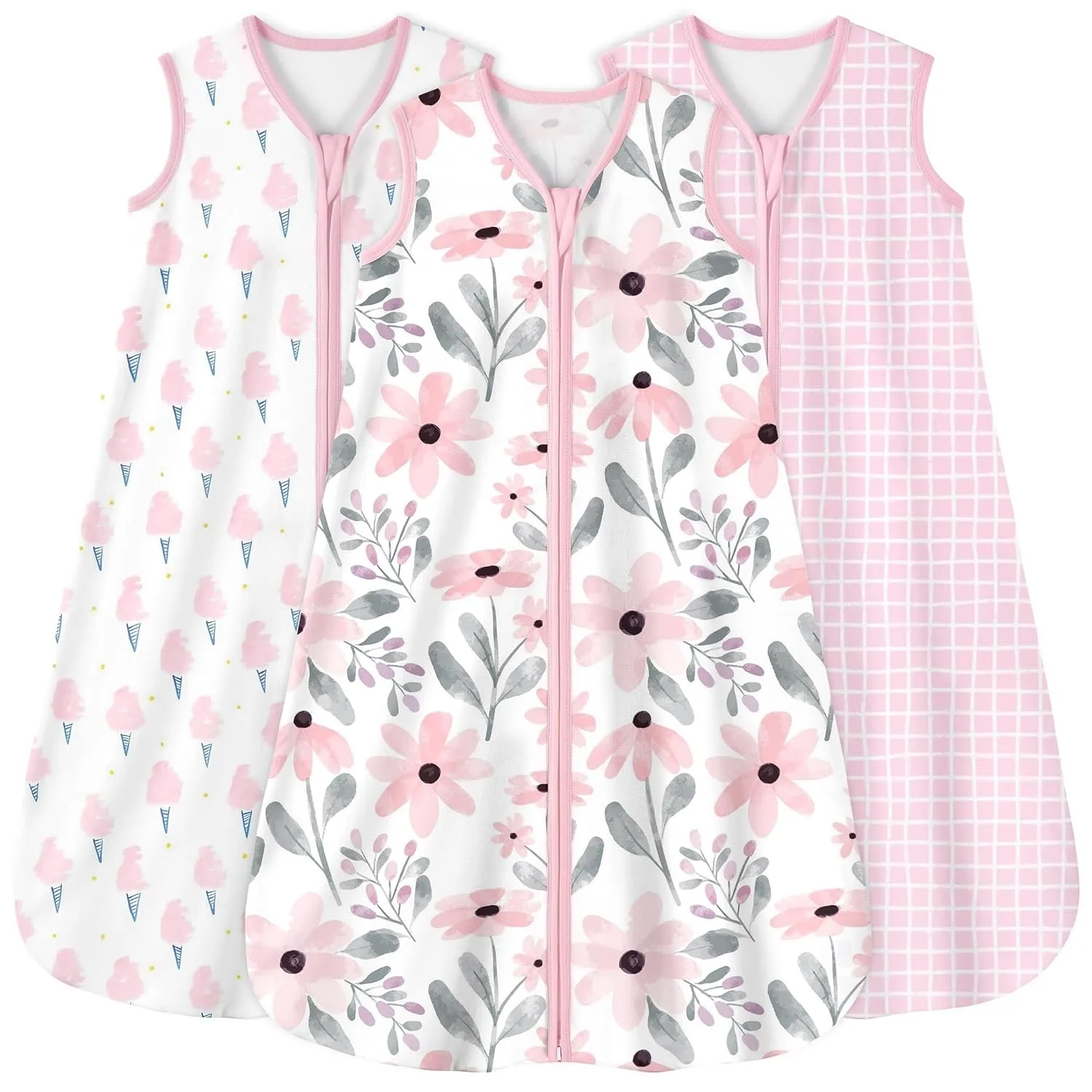Yoofoss Schlafsack Baby Sommer 0.5 Tog - 3er Pack 67cm/0-6 Monate 100% Baumwolle Sommerschlafsack Babyschlafsack für Ju…