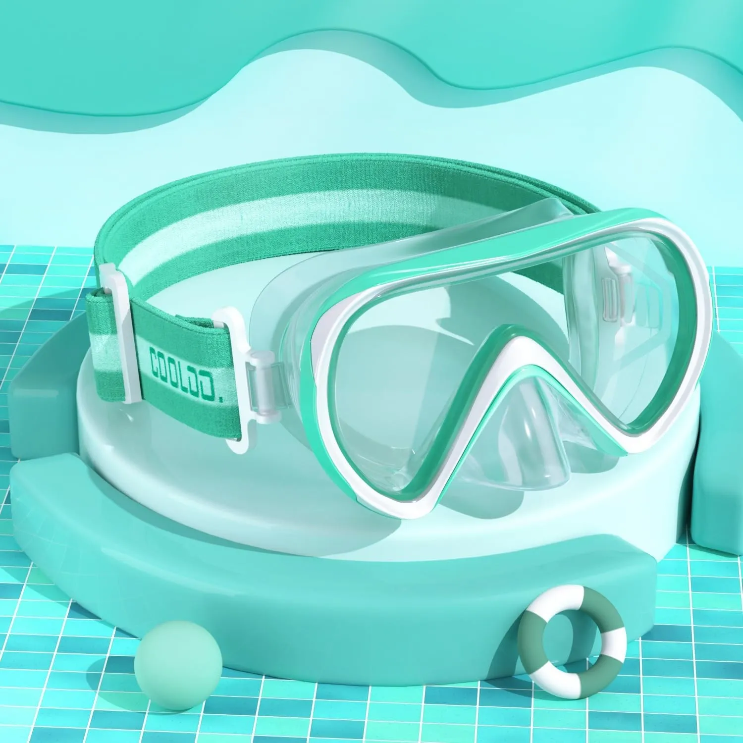 COOLOO Taucherbrille Kinder mit Stoffband, Schwimmbrille für 4-16 Jahre | 【Patent】 Anti-Leck, Anti Nebel, 180°Panorama …