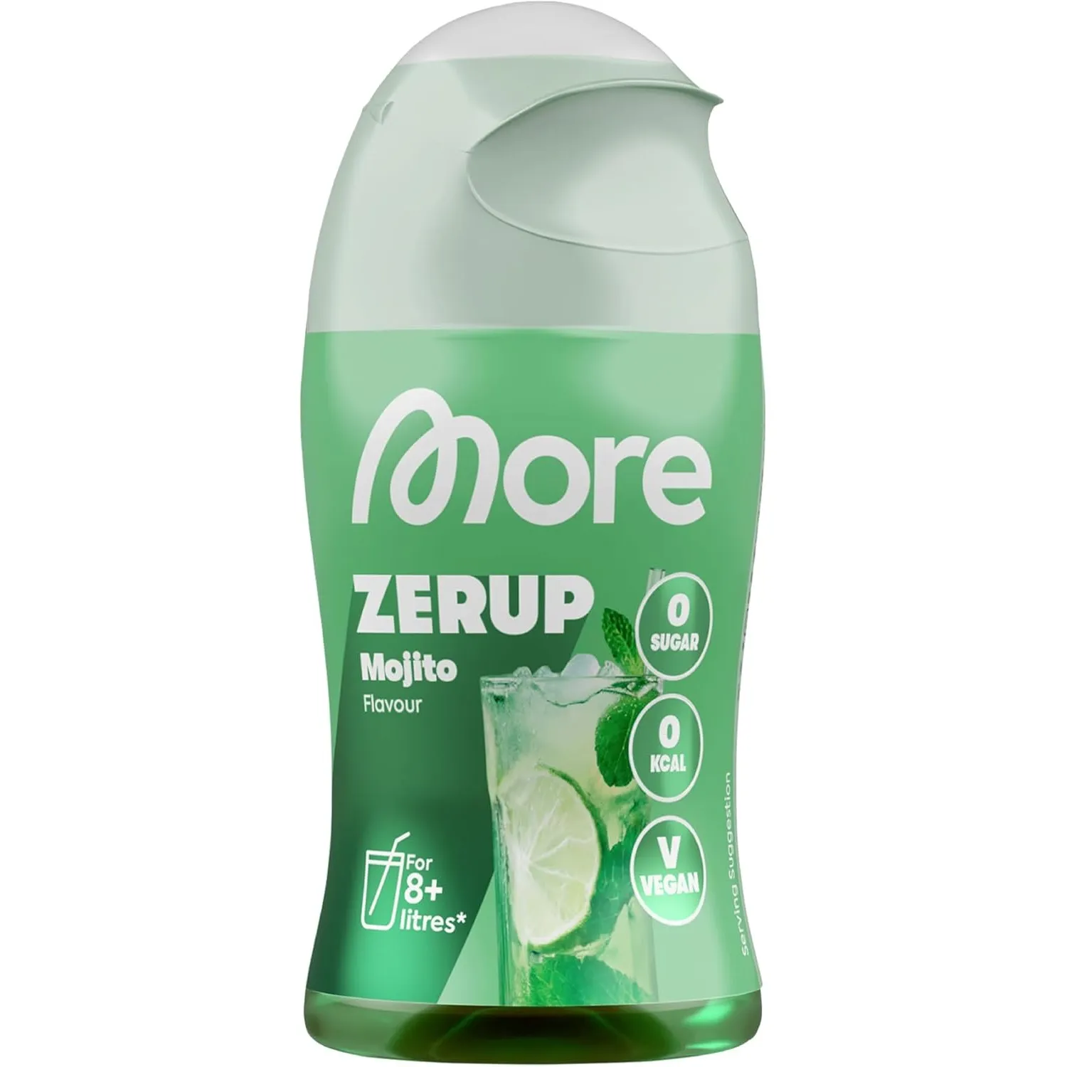 MORE Zerup, Mojito, 65 ml, für bis zu 8 l Fertiggetränk, zuckerfreier Sirup mit u.a. echten Fruchtextrakten, vegan, zer…