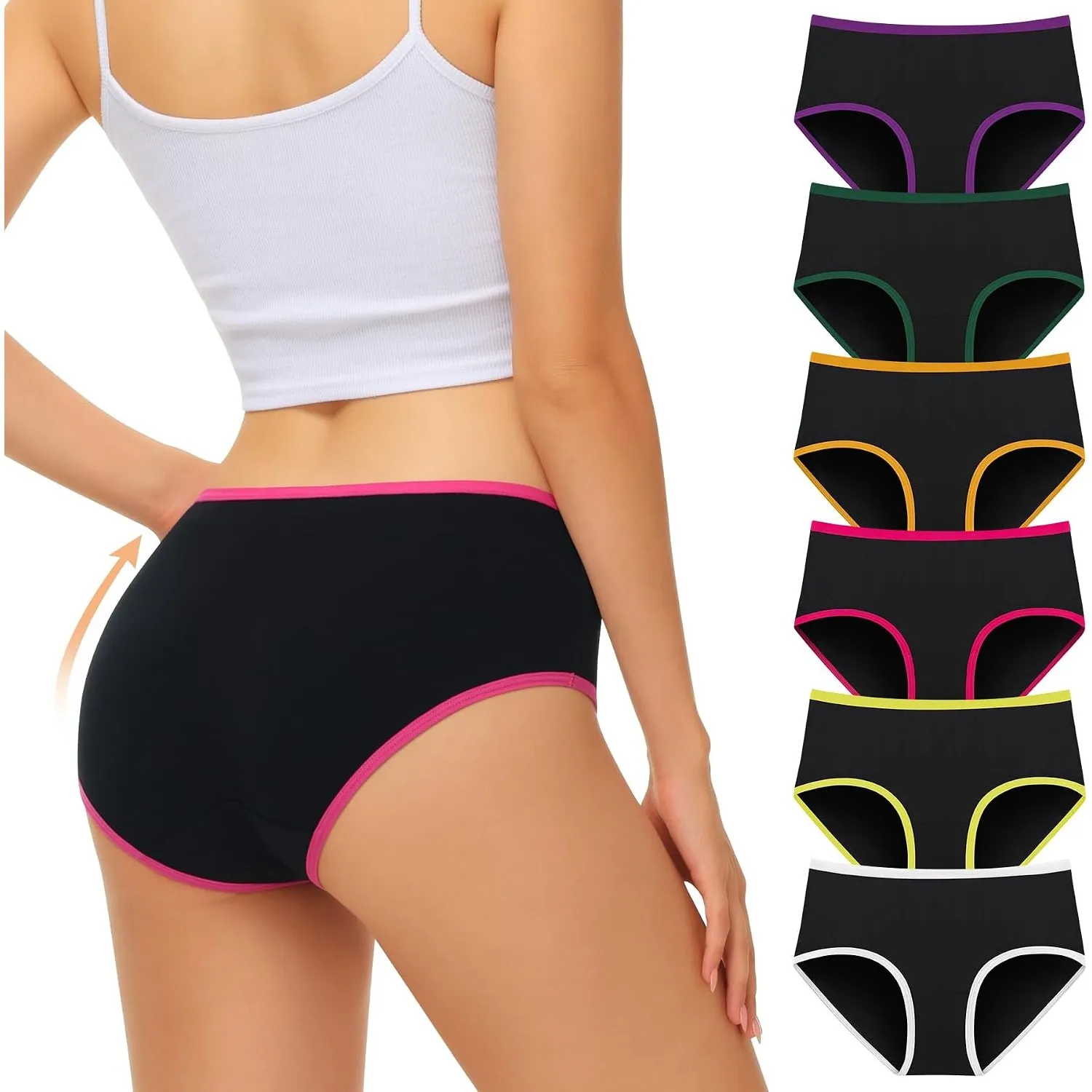 FALARY Unterhosen Damen Baumwolle Atmungsaktiv 6er Pack Tailleslips XS-4XL | Bequeme und Weiche Unterwäsche Frauen,Stab…