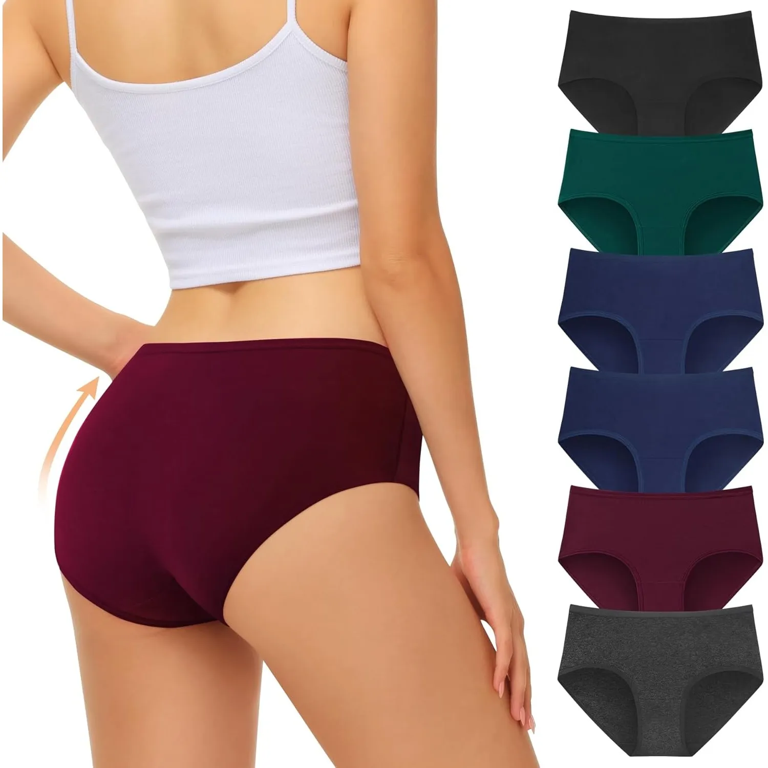 FALARY Unterhosen Damen 6er Pack,Baumwolle Slips Mehrpack Mittlere Taille Unterwäsche Frauen,Atmungsaktiv Stretch Panti…