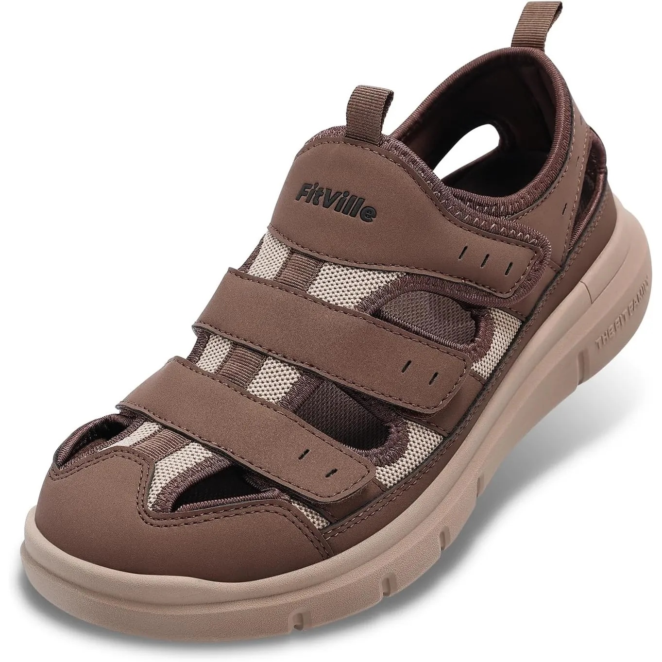 FitVille Diabetiker Sandalen Herren Extra Weit Orthopädische Schuhe mit Klettverschluss Verstellbare Gesundheitsschuhe …