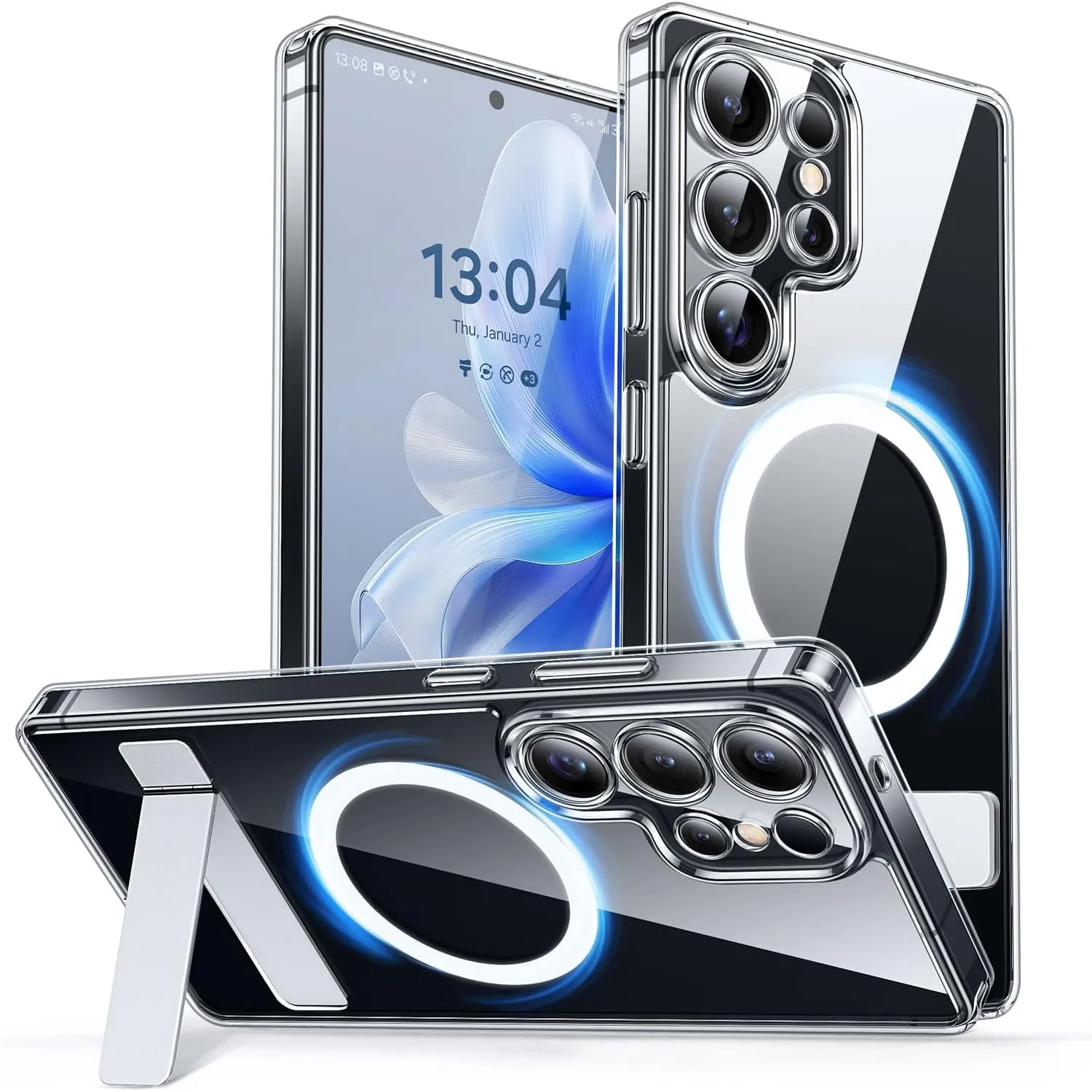 CANSHN für Samsung Galaxy S25 Ultra Hülle mit Ständer - Durchsichtig
