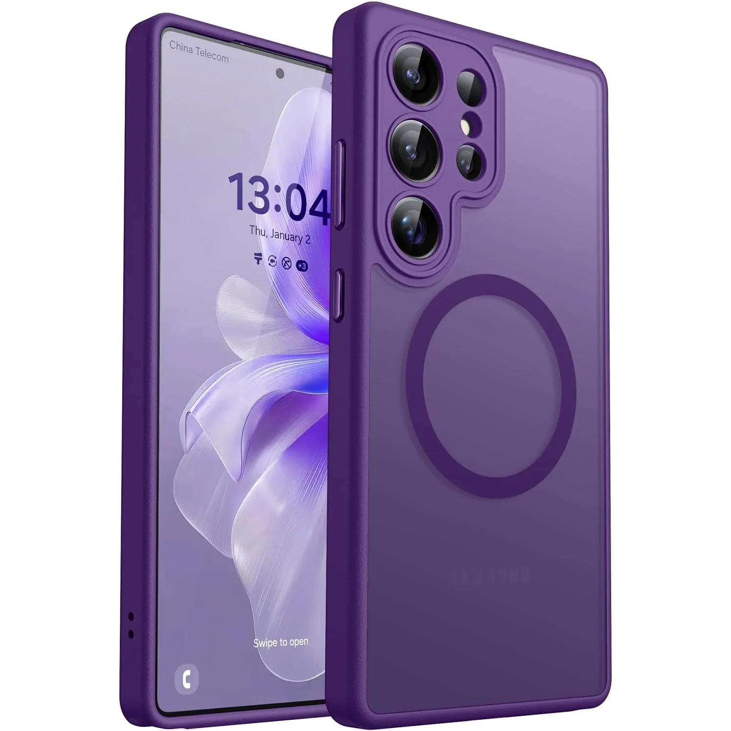 CANSHN für Samsung Galaxy S25 Ultra Hülle mit Kameraschutz, Dunkelviolett | Komplette Kameraabdeckung, transparente mat…