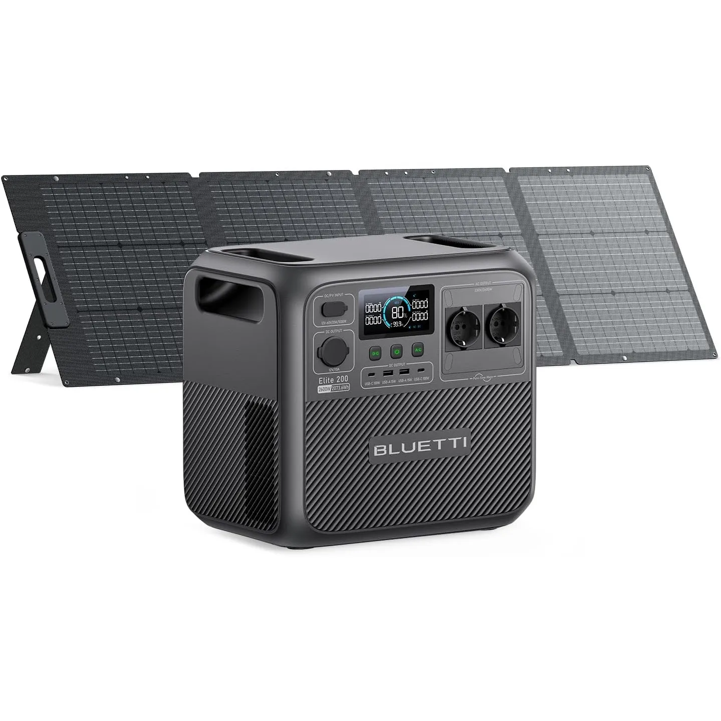 BLUETTI Elite 200 V2 Solar Generator (2025 Neu) mit 200W Solarpanel, 2073,6Wh Tragbare Powerstation mit 2 2600W AC Ausg…