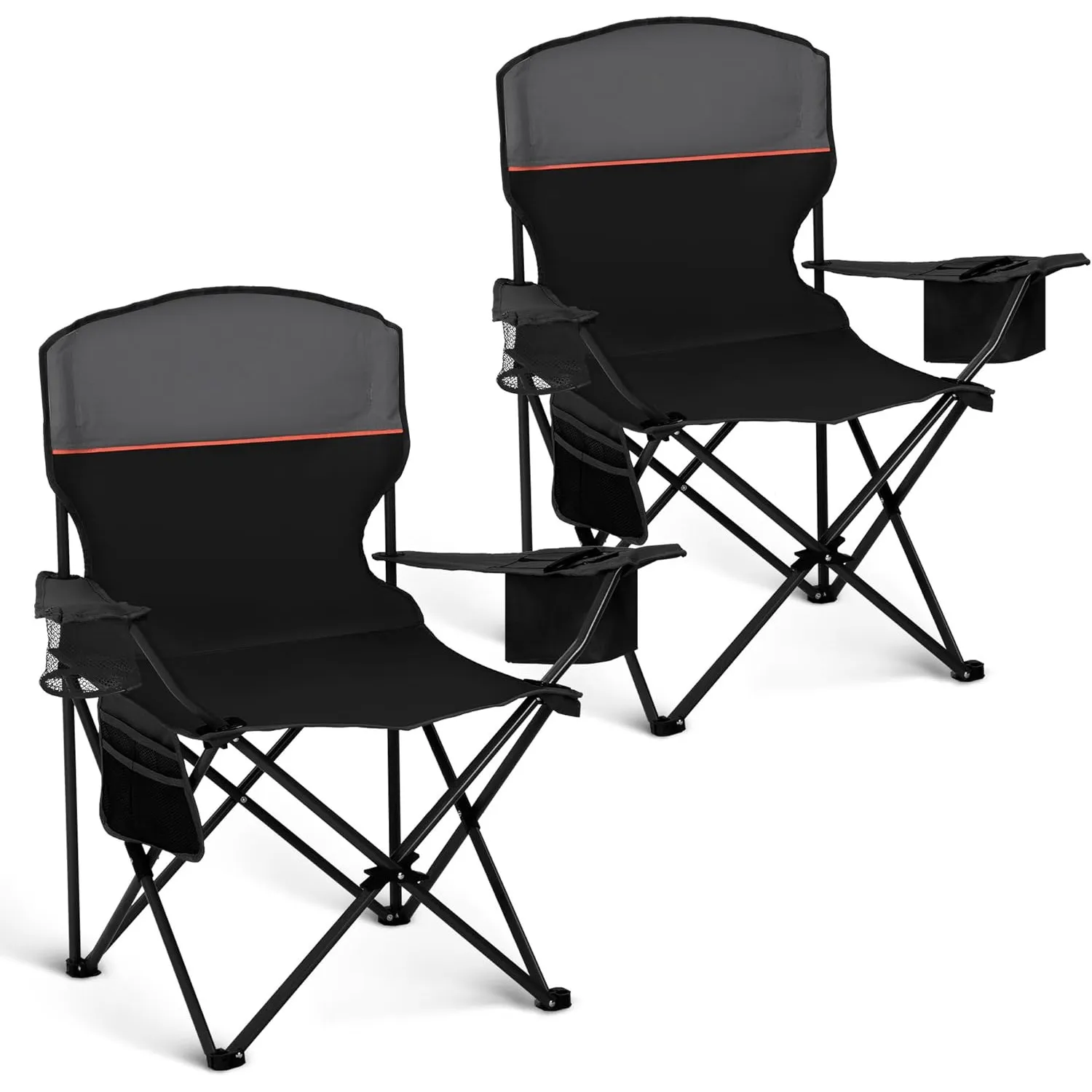 HIGH POINT SPORTS Campingstuhl Faltbar 2er Set bis 102kg Campingsessel Klappstuhl mit Getränkehaltern Faltstuhl Camping…