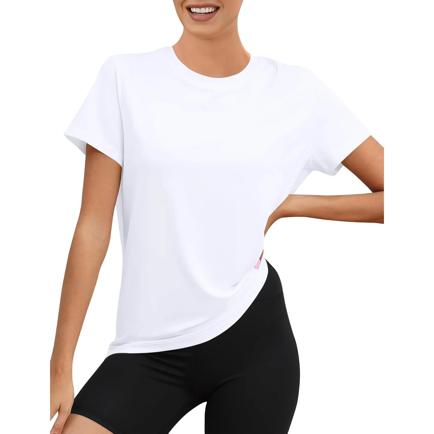 Rapbin Sportshirt Damen Kurzarm, UPF 50+ Basic Leichtes Atmungsaktiv Trocken Funktions Sport Oberteile Damen Rundhals S…