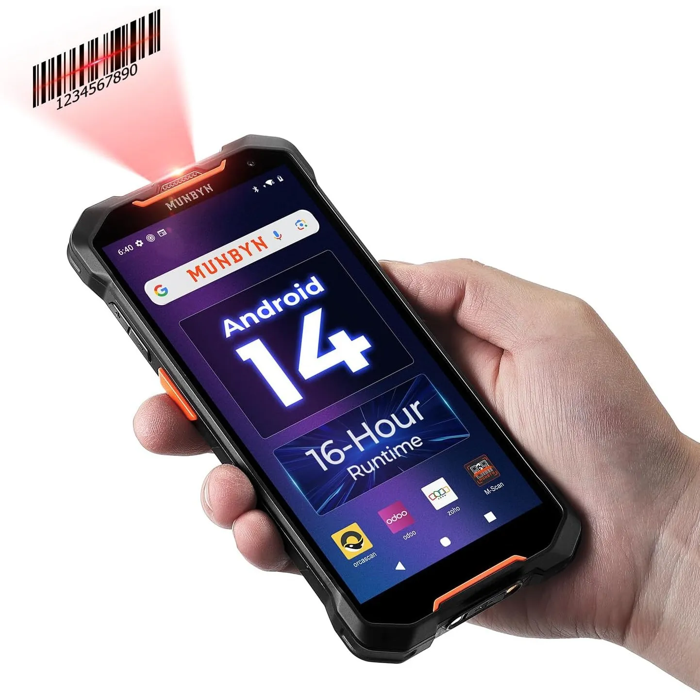 MUNBYN AS01 Android 14 Barcodescanner, 6” Bildschirm, Mobiler Computer Handheld PDA mit 16-stündigem Arbeitstag, SE4710…