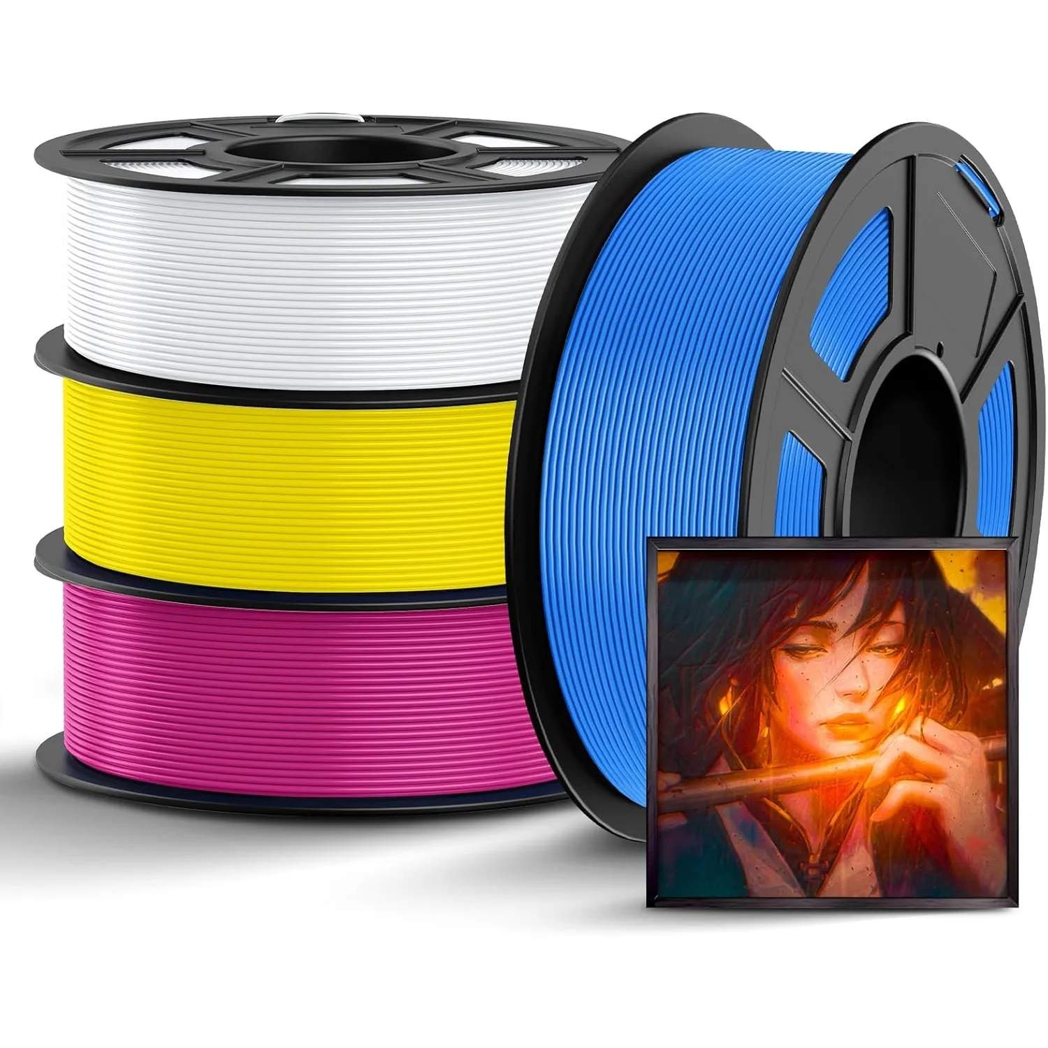TECBEARS PLA Filament 1.75mm CMYK Bundle, 4kg 3D Drucker Filament PLA, Vakuumverpackung, Maßgenauigkeit +/- 0,02 mm, 1k…