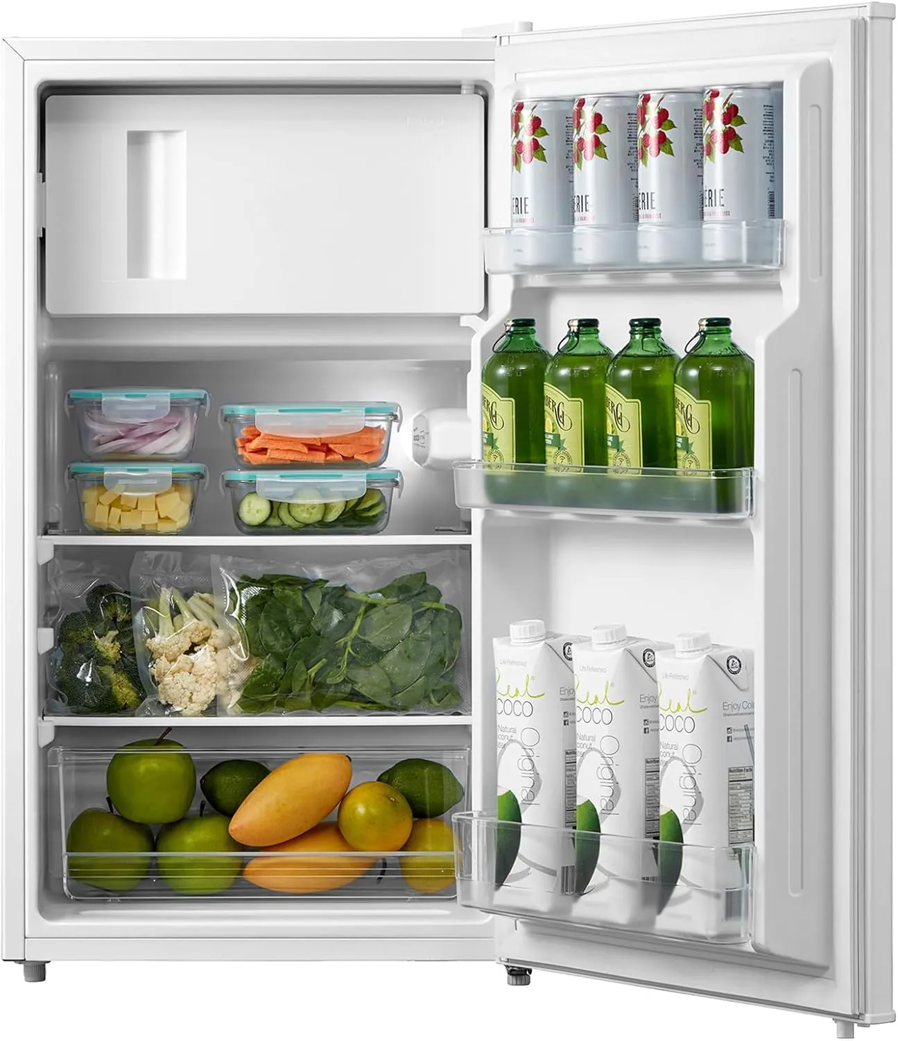 Comfee RCD80WH3(E) Kühlschrank mit Gefrierfach, 80L Kleiner Kühlschrank, Obst- und Gemüsefach, 84.5 cm Höhe, 47.5 cm Br…