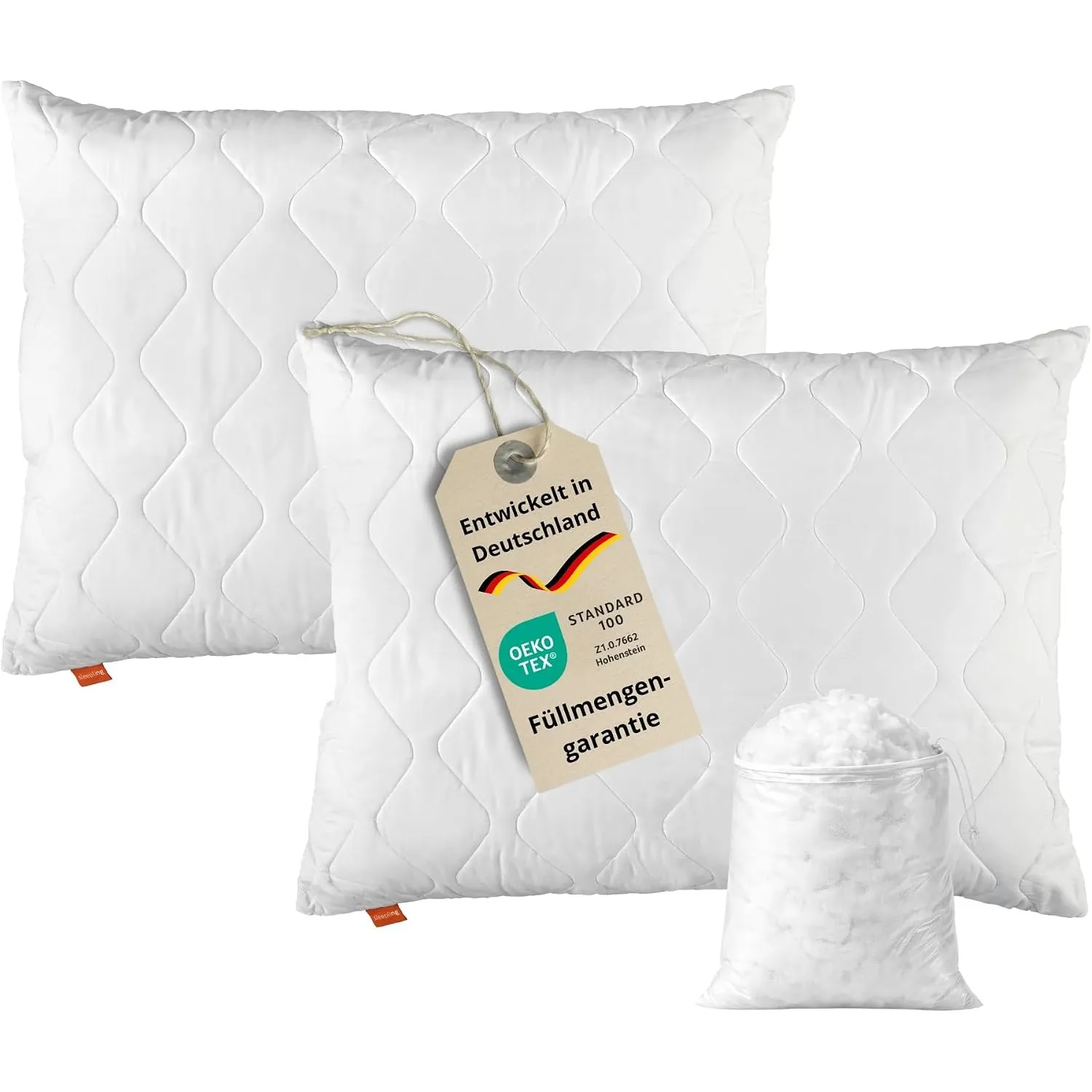 sleepling Kopfkissen 70x90 cm 2er Set, Allergiker Kissen, Komfort 100 | großes Schlafkissen 70 x 90, Bettkissen, Polste…