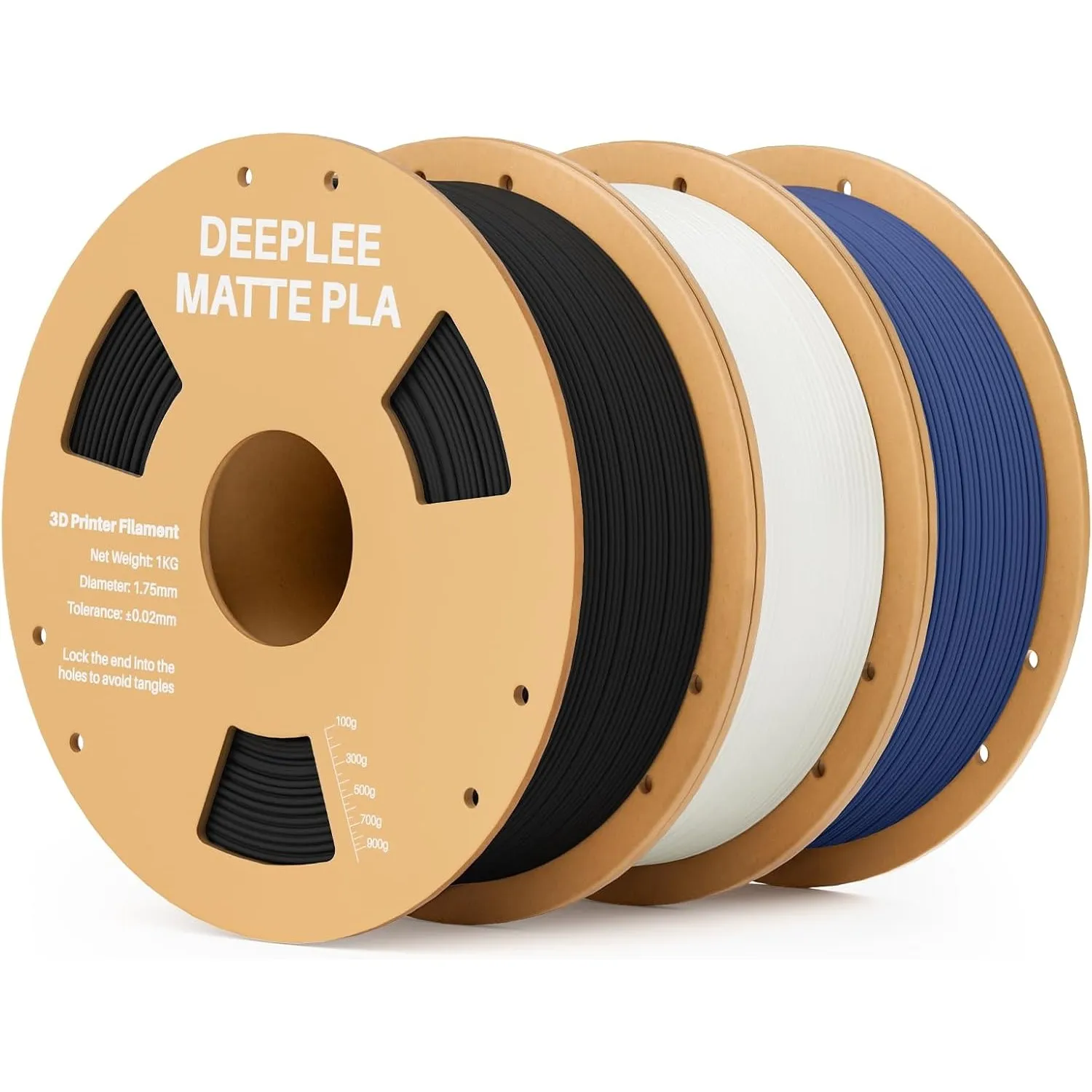 DEEPLEE Matte PLA Filament 1.75mm Schwarz Weiß Marineblau 3KG