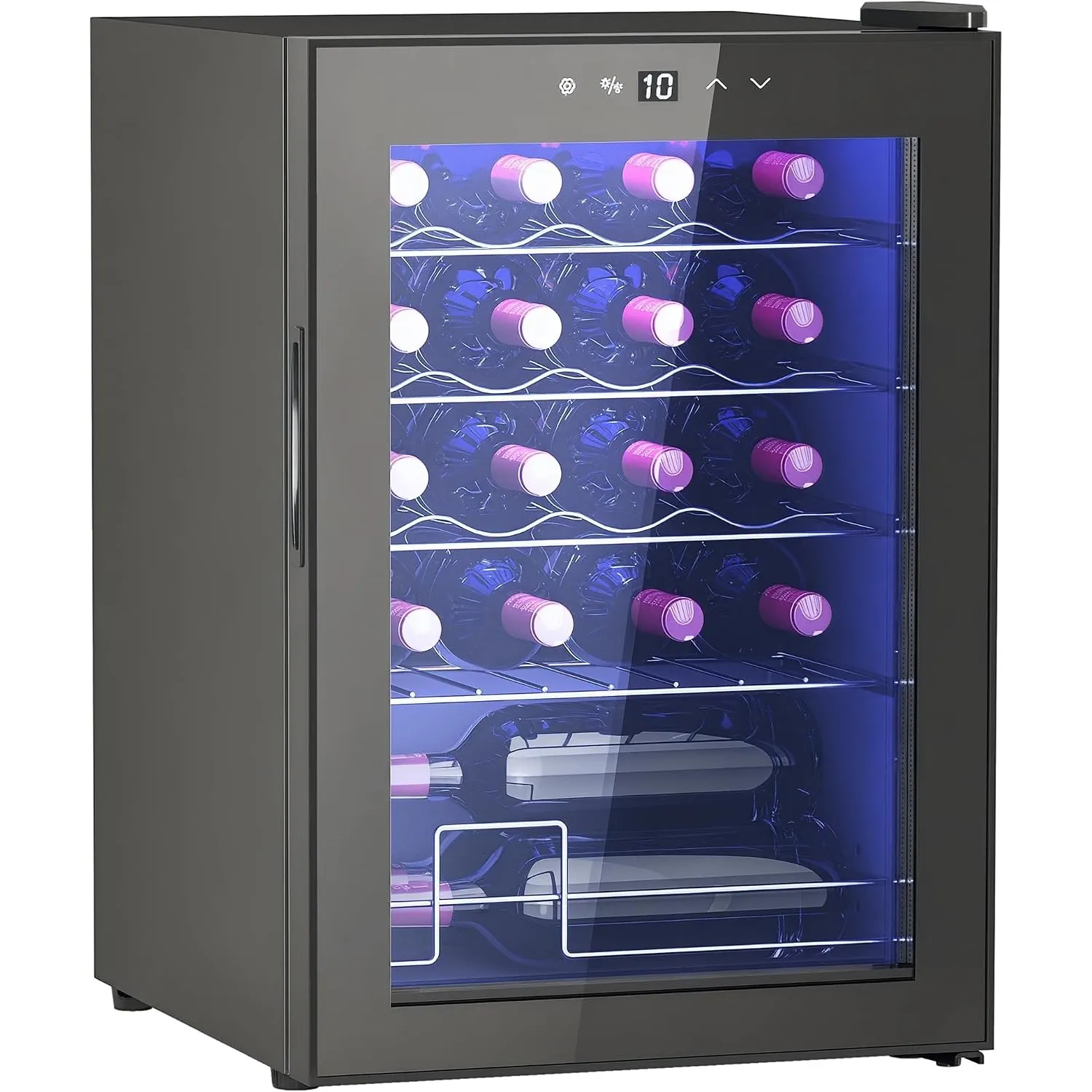 HOMCOM Weinkühlschrank Kompressor 20 Flaschen 53L 5-18°C Glastür Schwarz | Getränkekühlschrank, Flaschenkühlschrank, Ve…