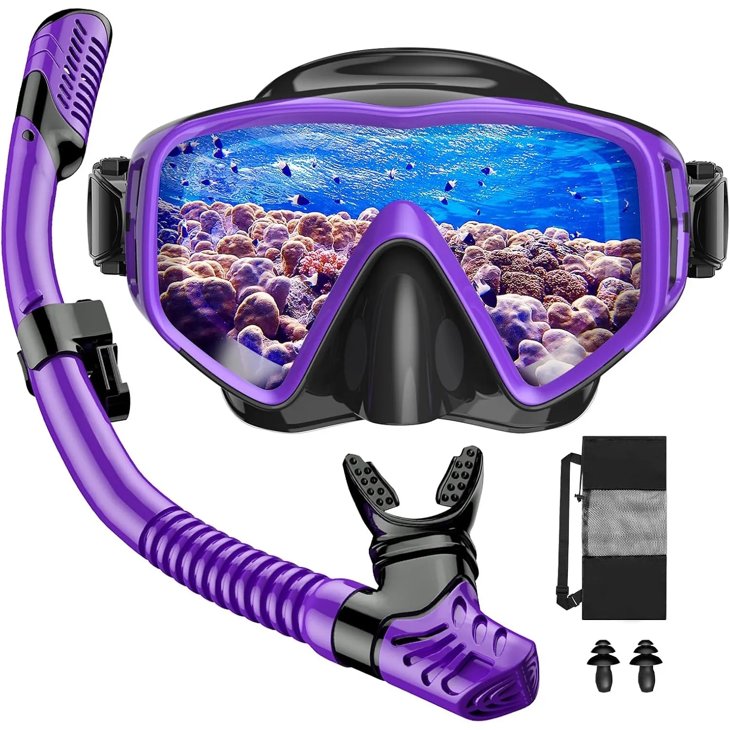 Schnorchelset Erwachsene, Schnorcheln Set mit Taucherbrille und Dry Schnorchel für Herren und Damen, Anti-Leck & Anti-F…