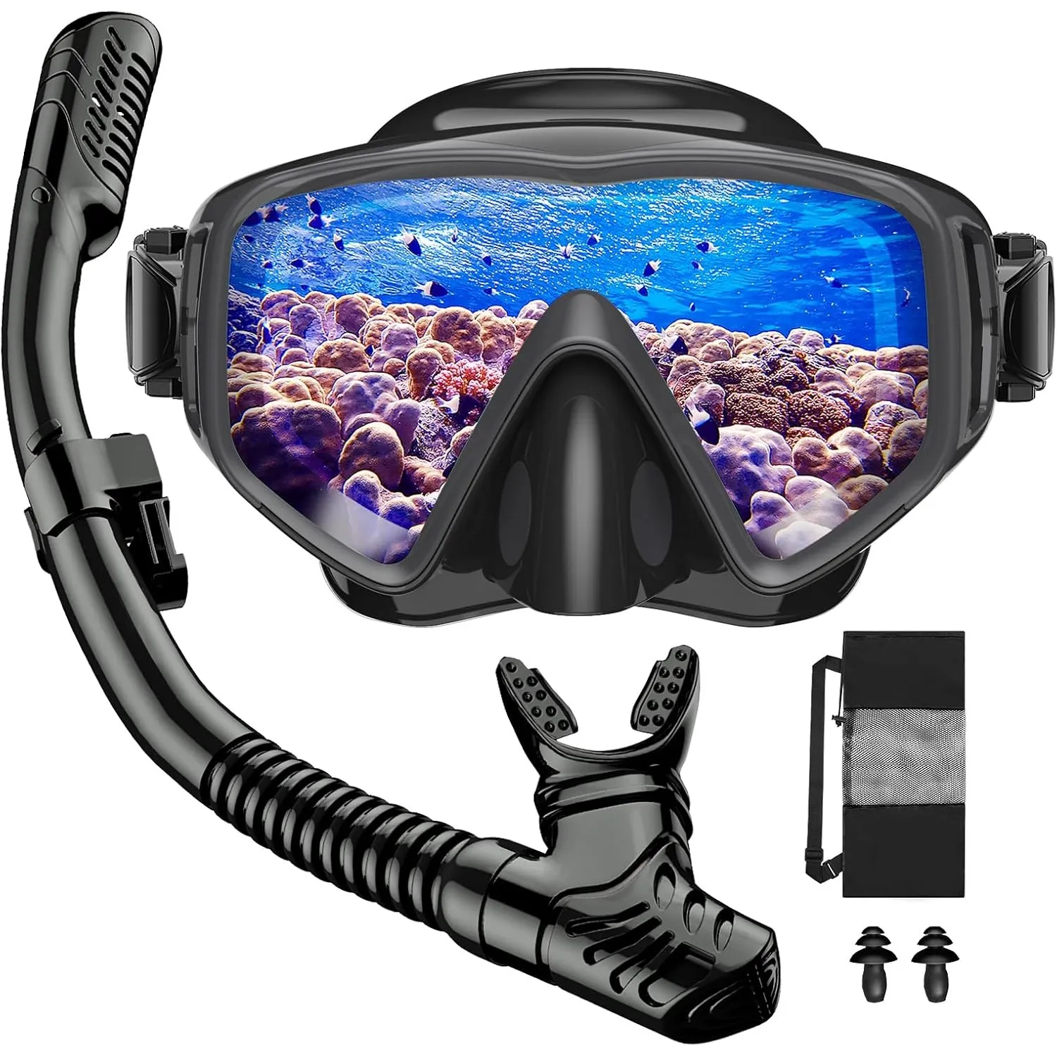 Schnorchelset Erwachsene, Schnorcheln Set mit Taucherbrille und Dry Schnorchel für Herren und Damen, Anti-Leck & Anti-F…